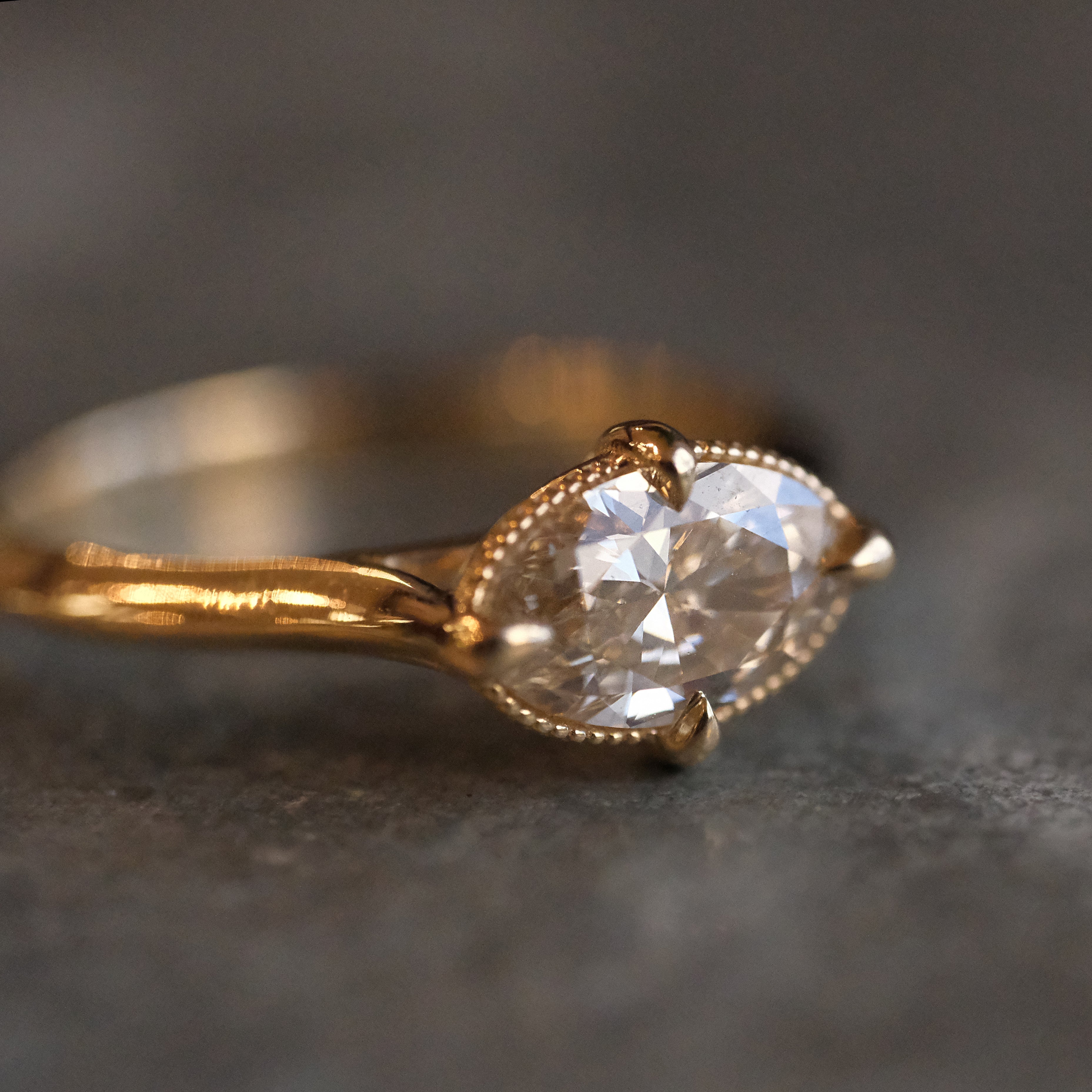 14k + Natural Diamond Avignon Ring
