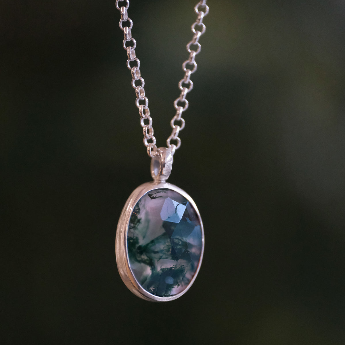 Moss Agate Solo Necklace - One of a Kind
