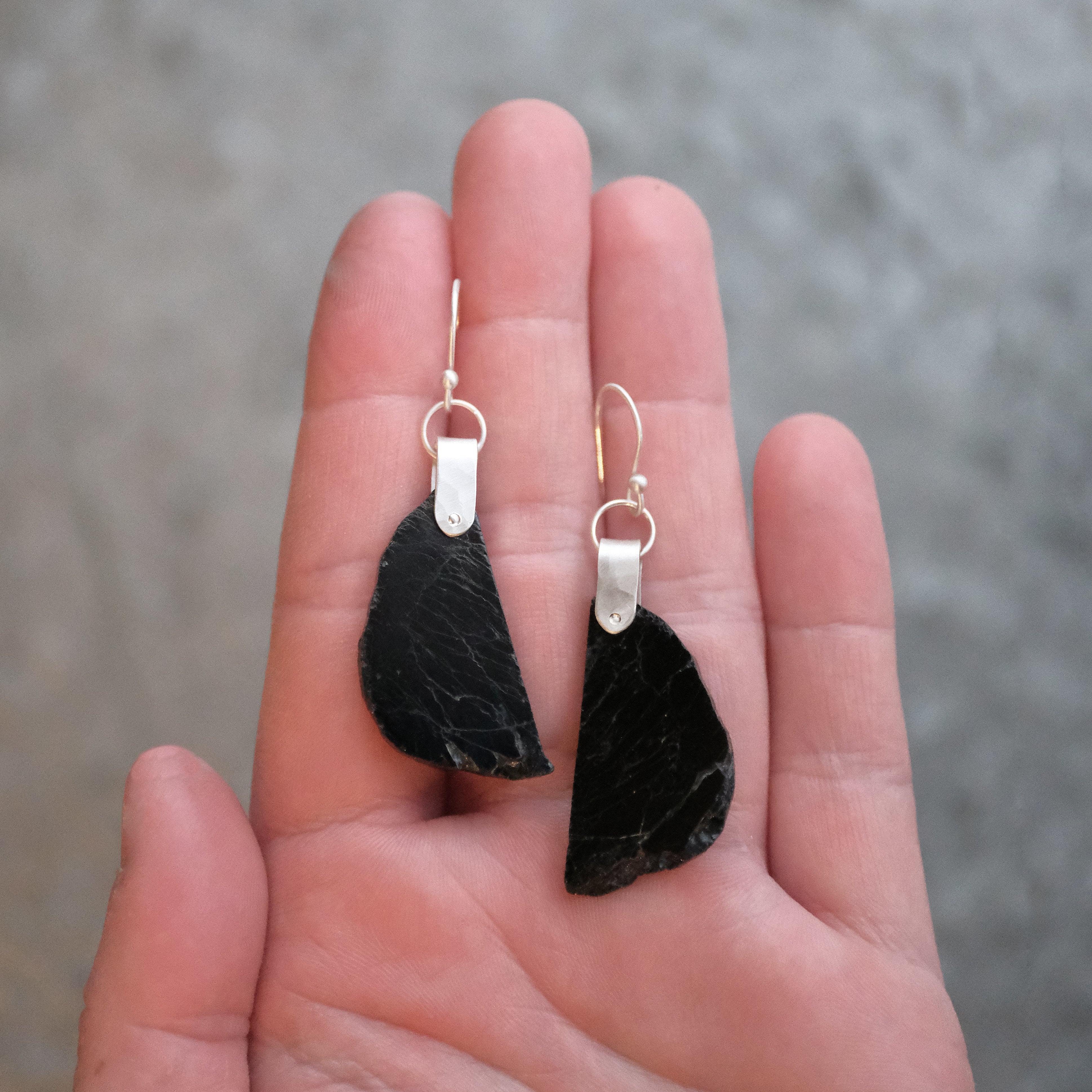 Black Tourmaline Saddle Earrings - One of a Kind