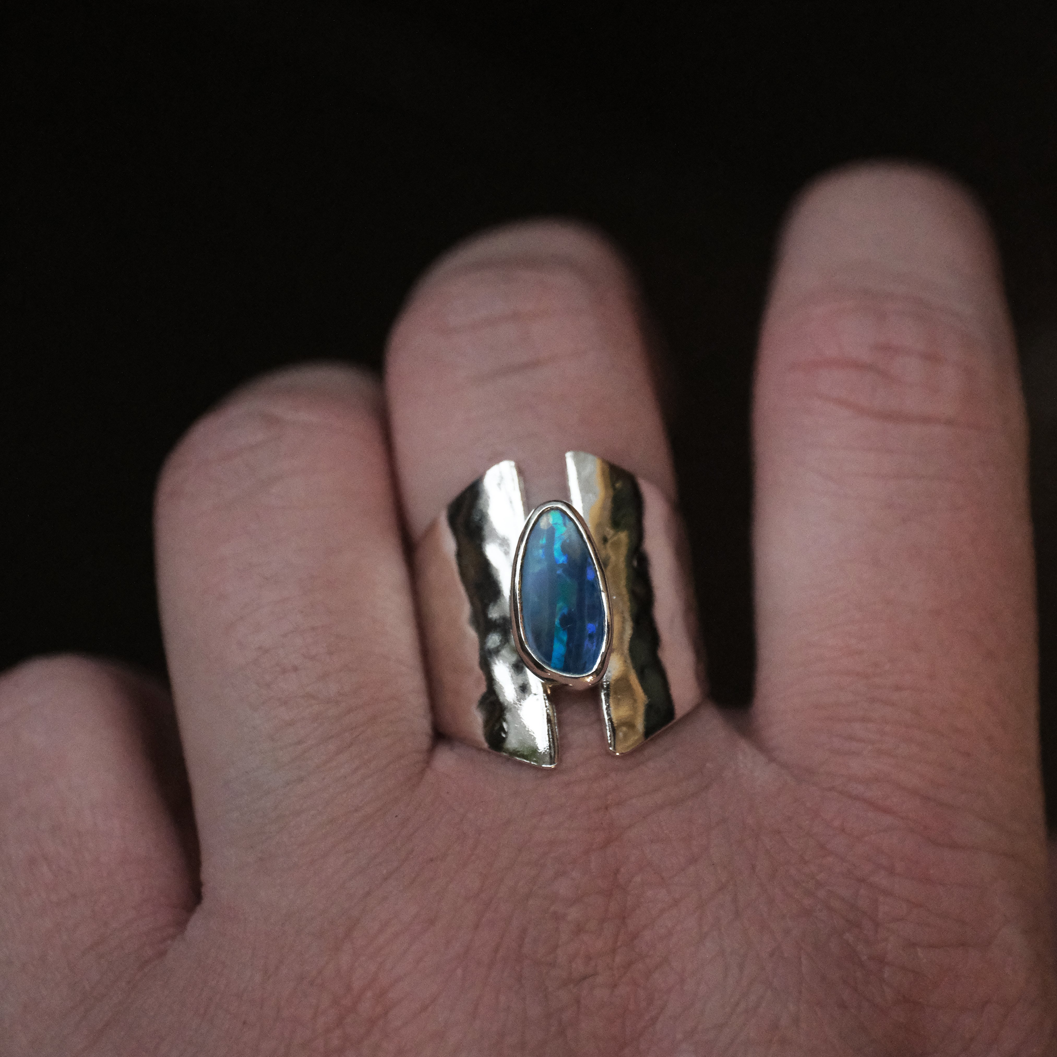 Australian Opal Shield Ring (Size 6) - One of a Kind