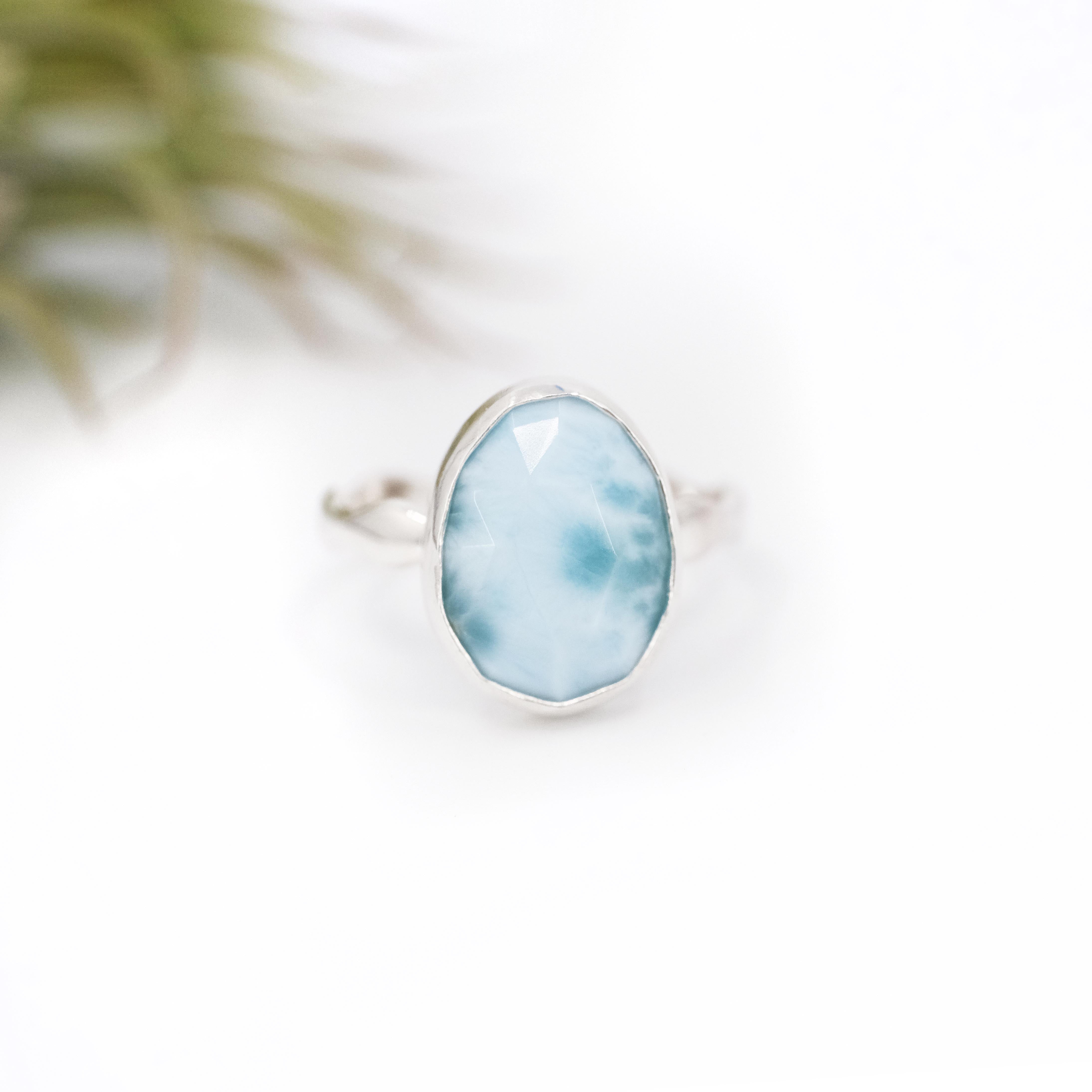 Larimar Wave Ring (Size 8) - One of a Kind
