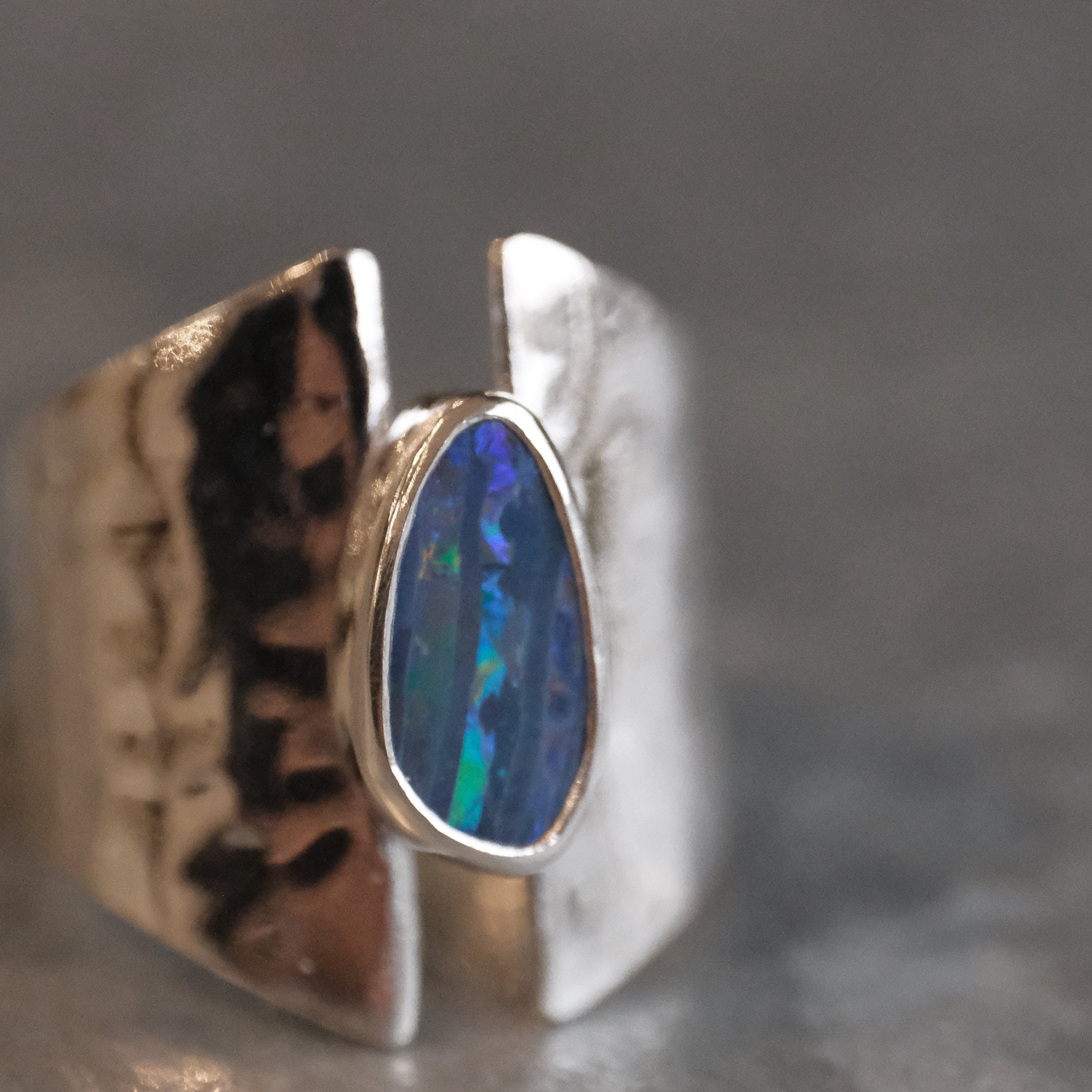 Australian Opal Shield Ring (Size 6) - One of a Kind