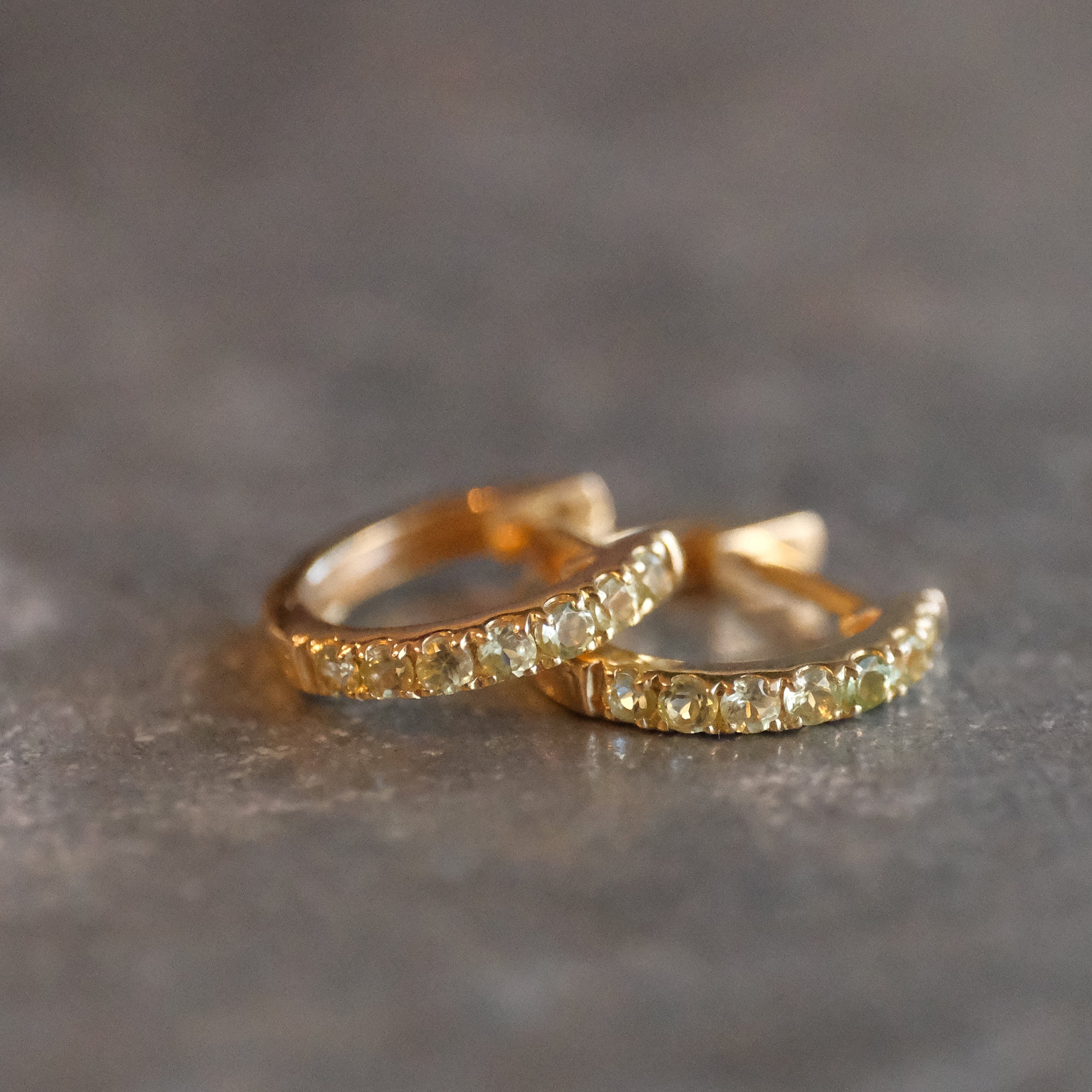 14k + Peridot Huggers