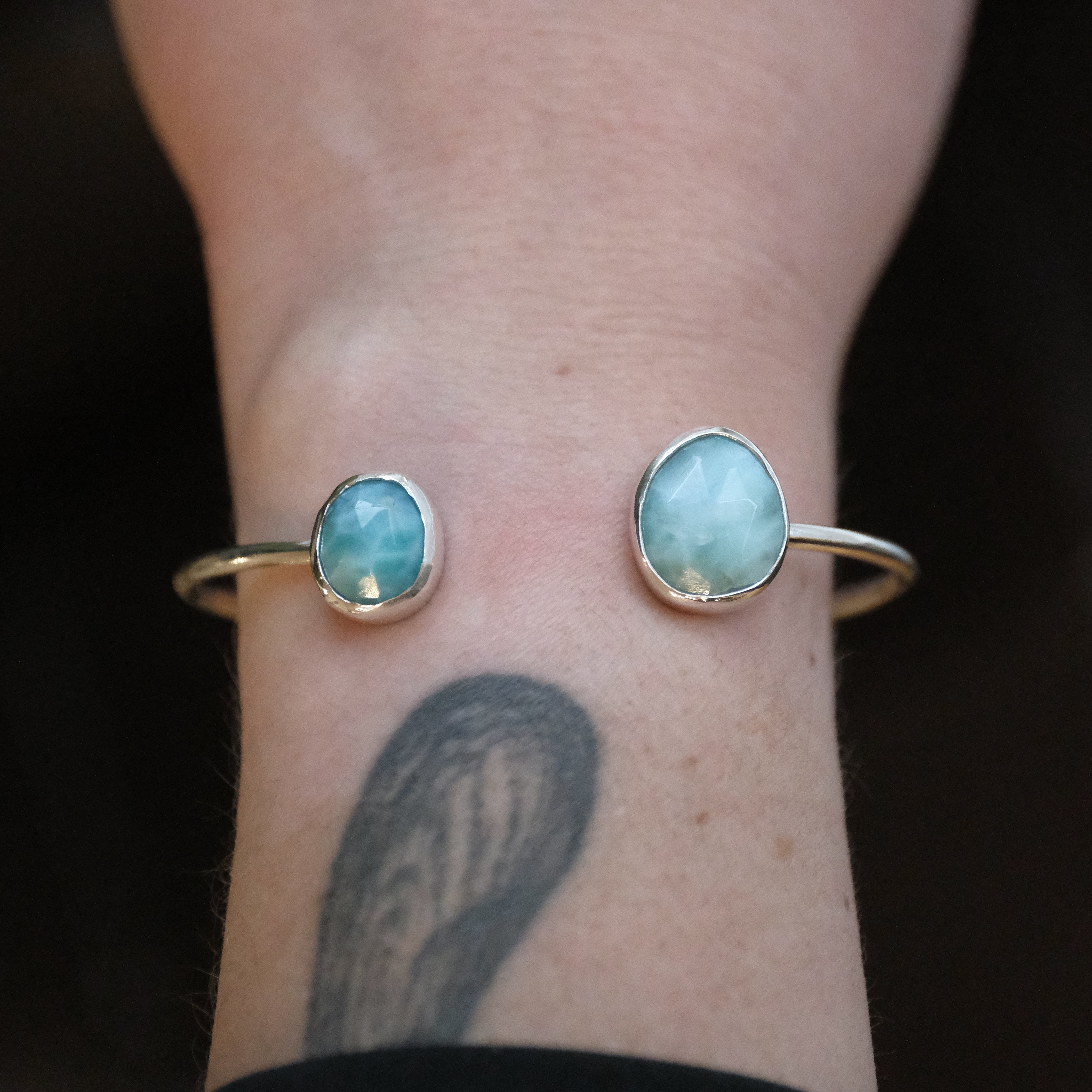 Larimar + Sterling Duo Cuff - One of a Kind