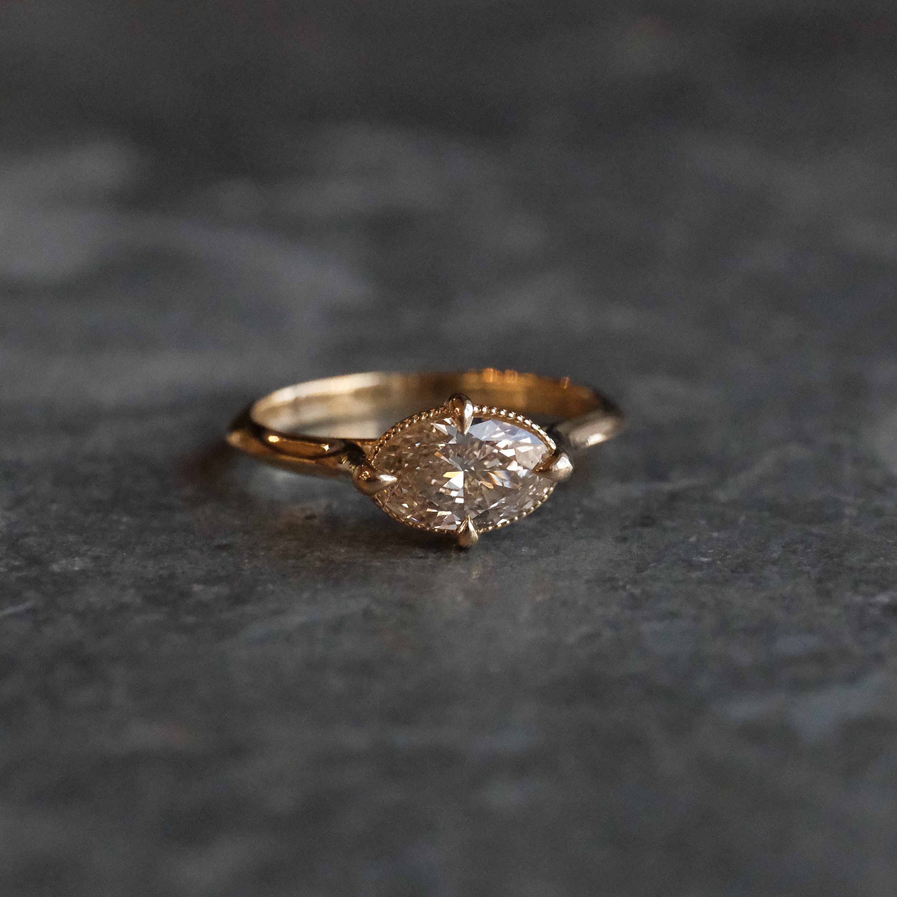 14k + Natural Diamond Avignon Ring