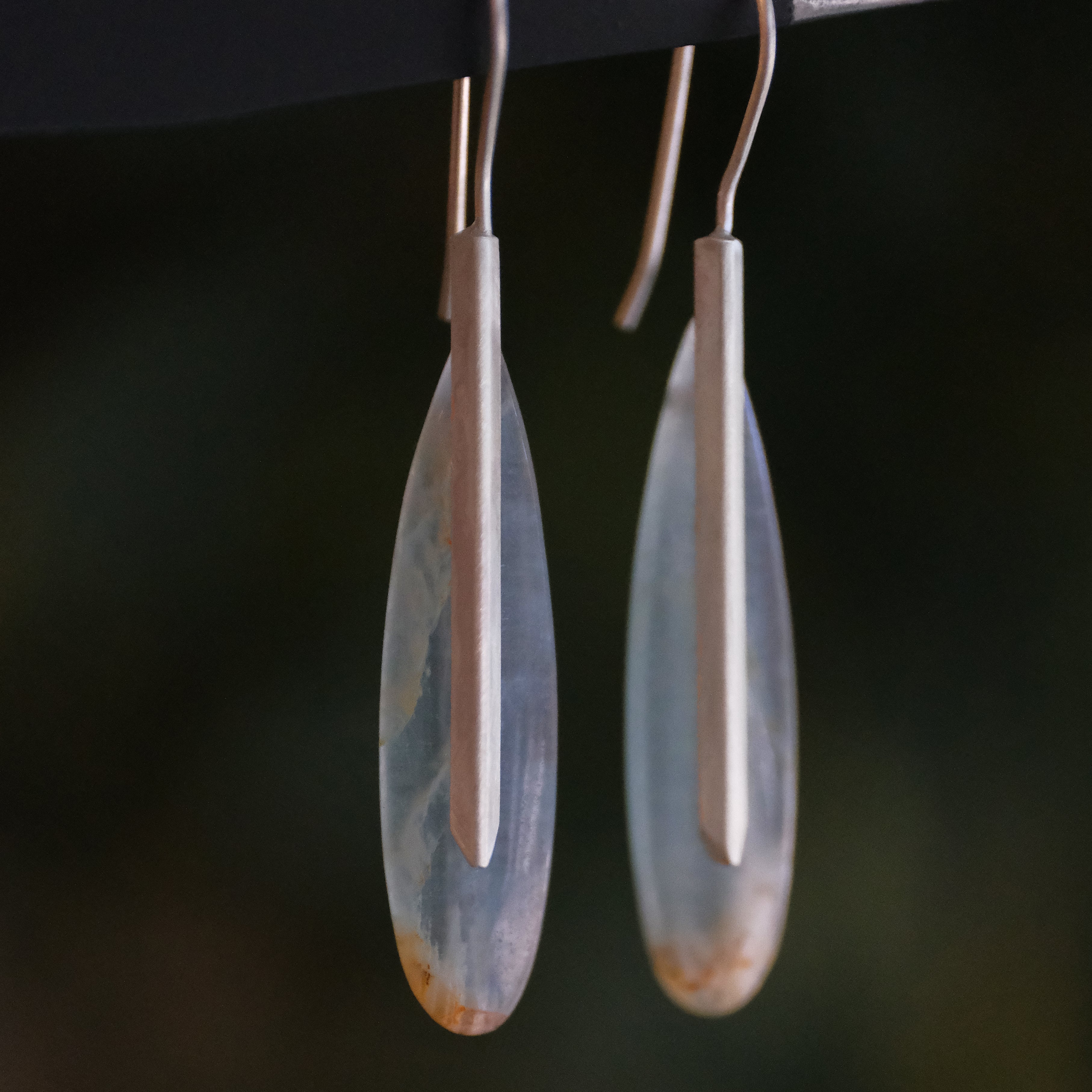 Blue Onyx + Sterling Belfry Earrings - One of a Kind