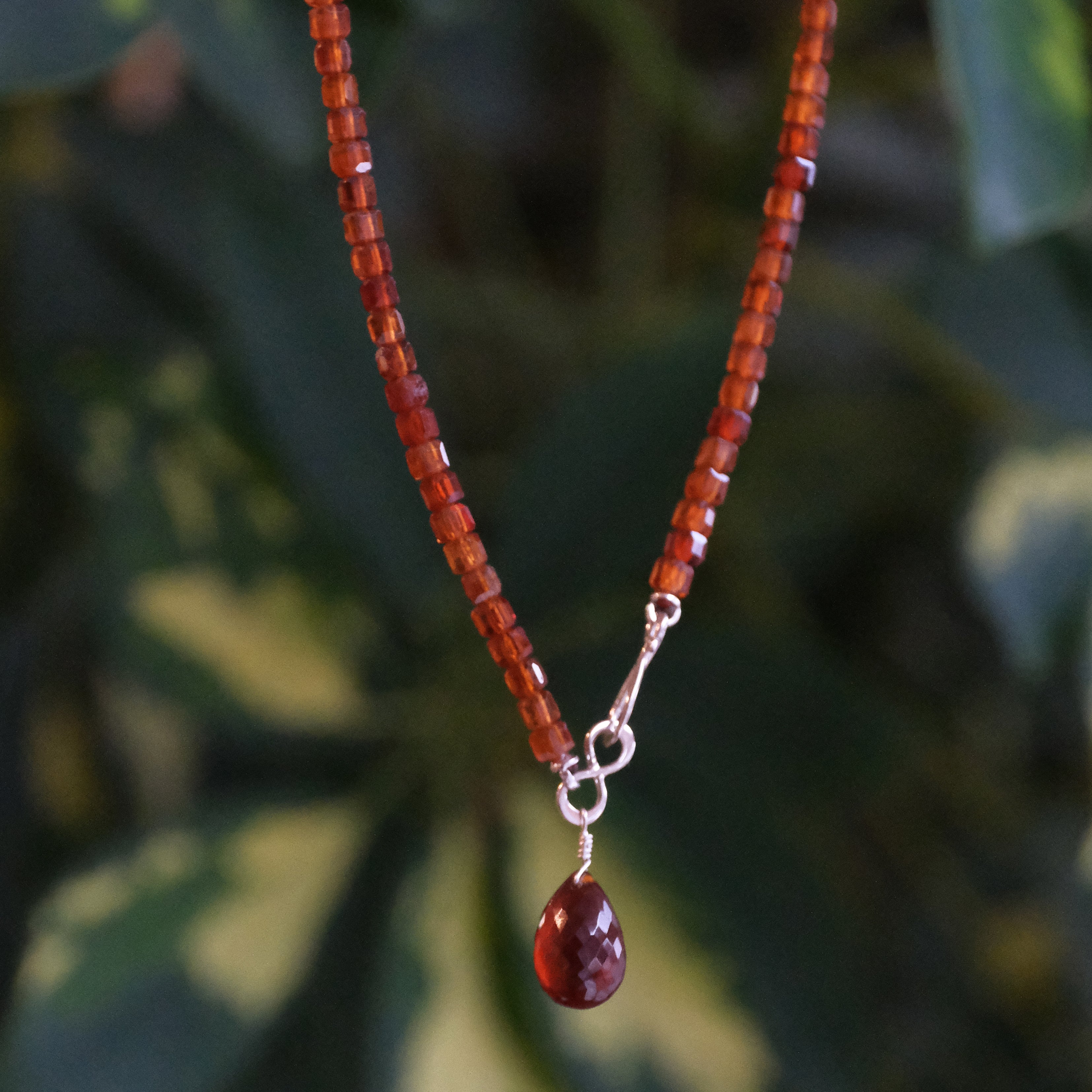 Rust Garnet + Sterling Almedine Necklace - One of a Kind