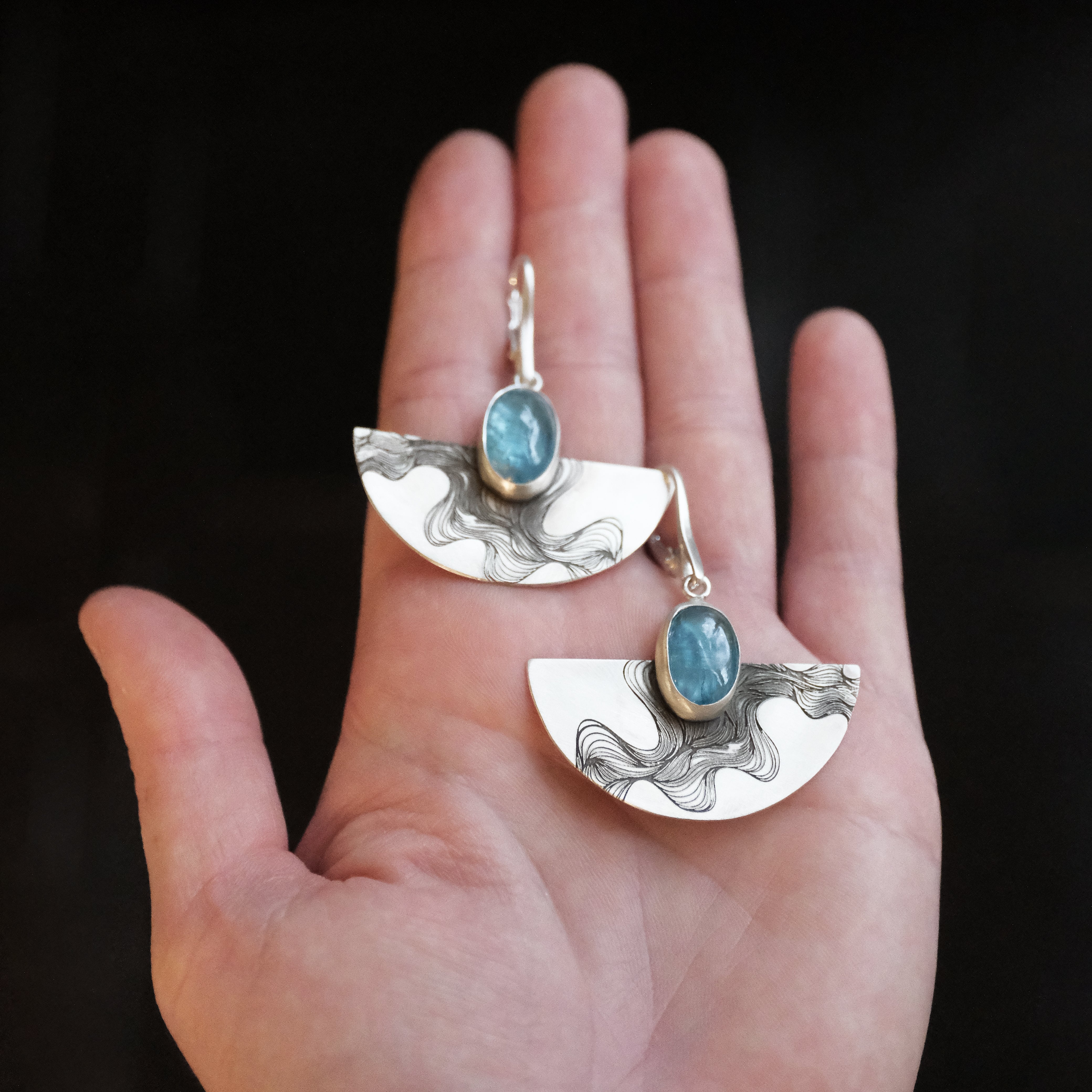 Blue Kyanite Riptide Earrings - One of a Kind