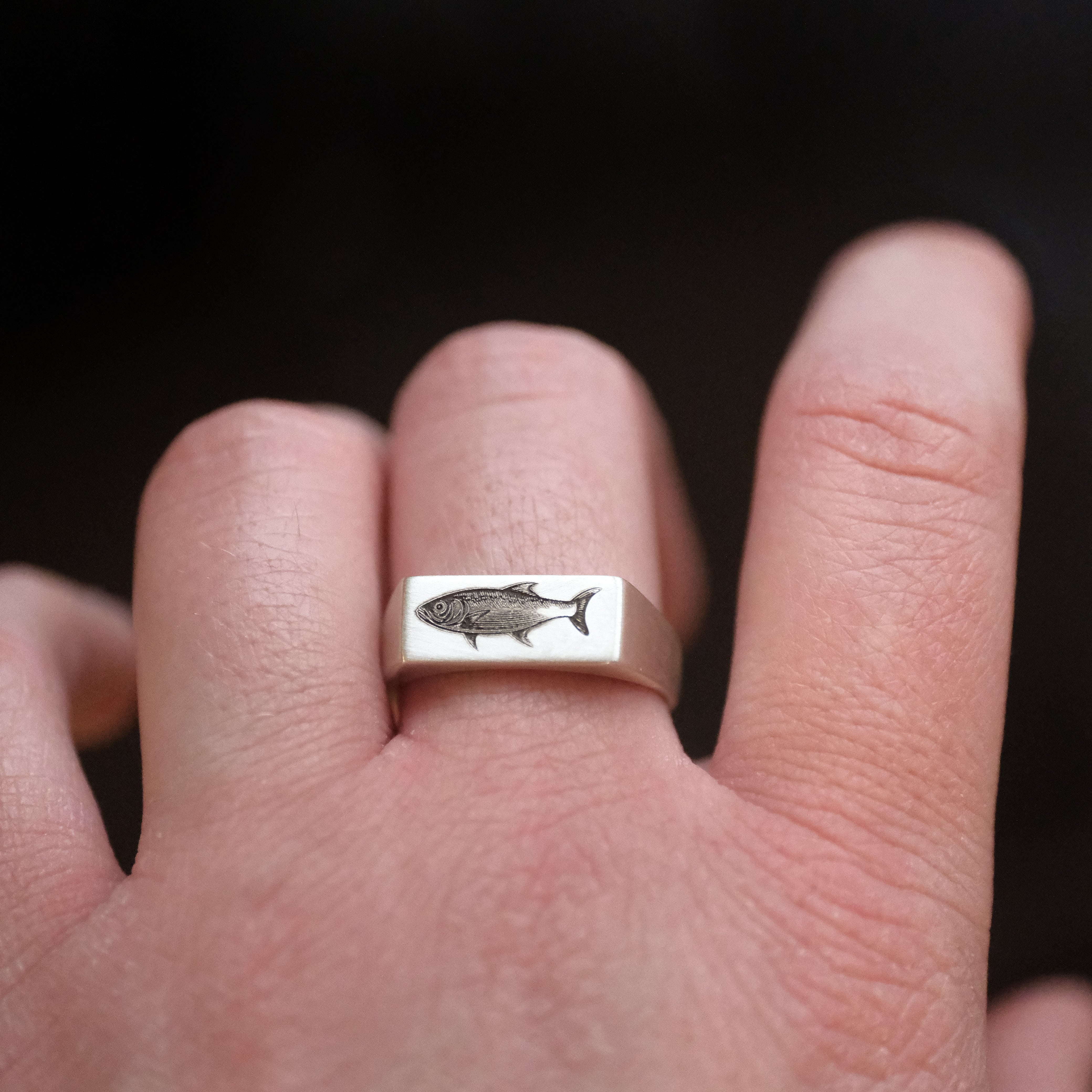 Sterling Bass Signet Ring (Size 9)