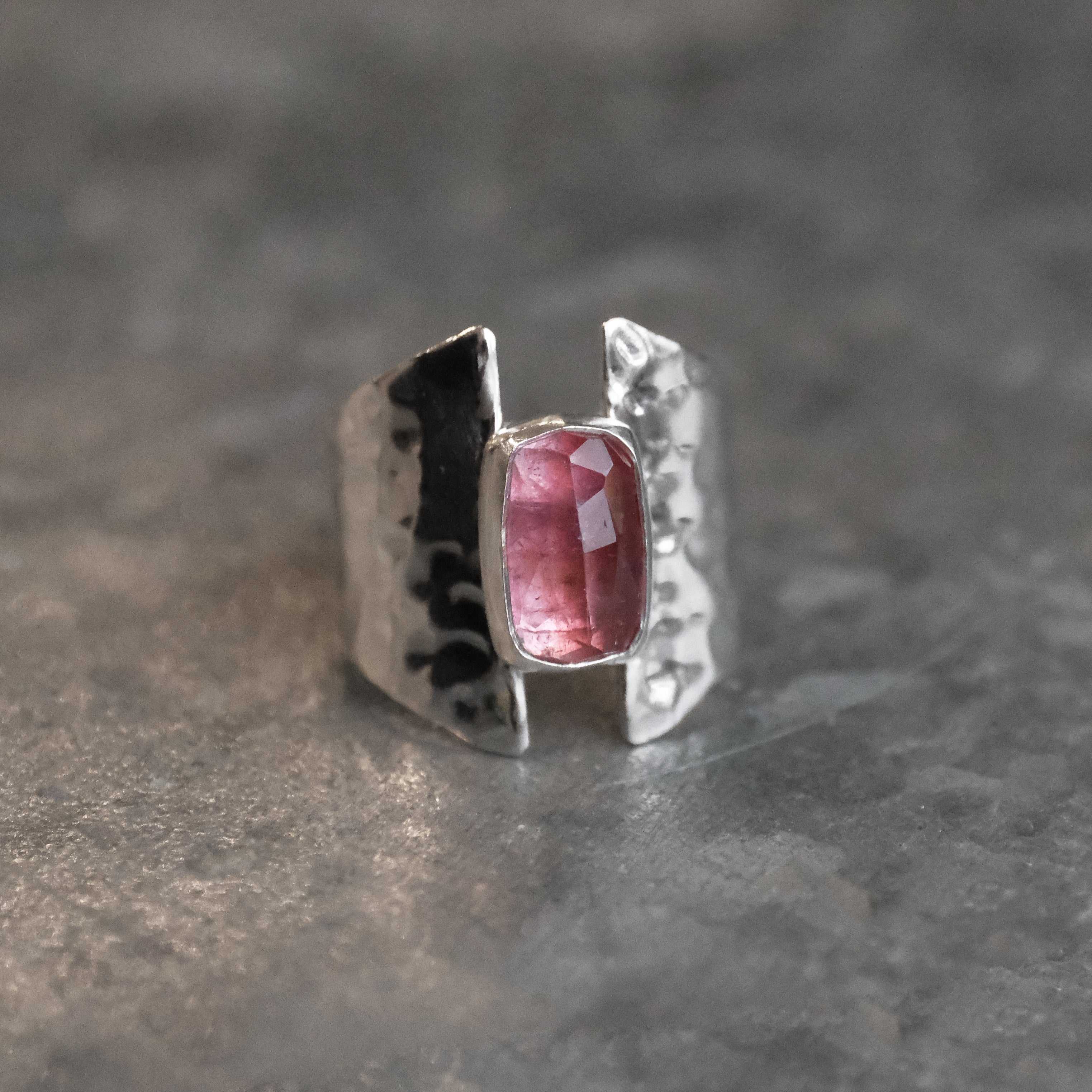 Pink Tourmaline Shield Ring (Size 7) - One of a Kind