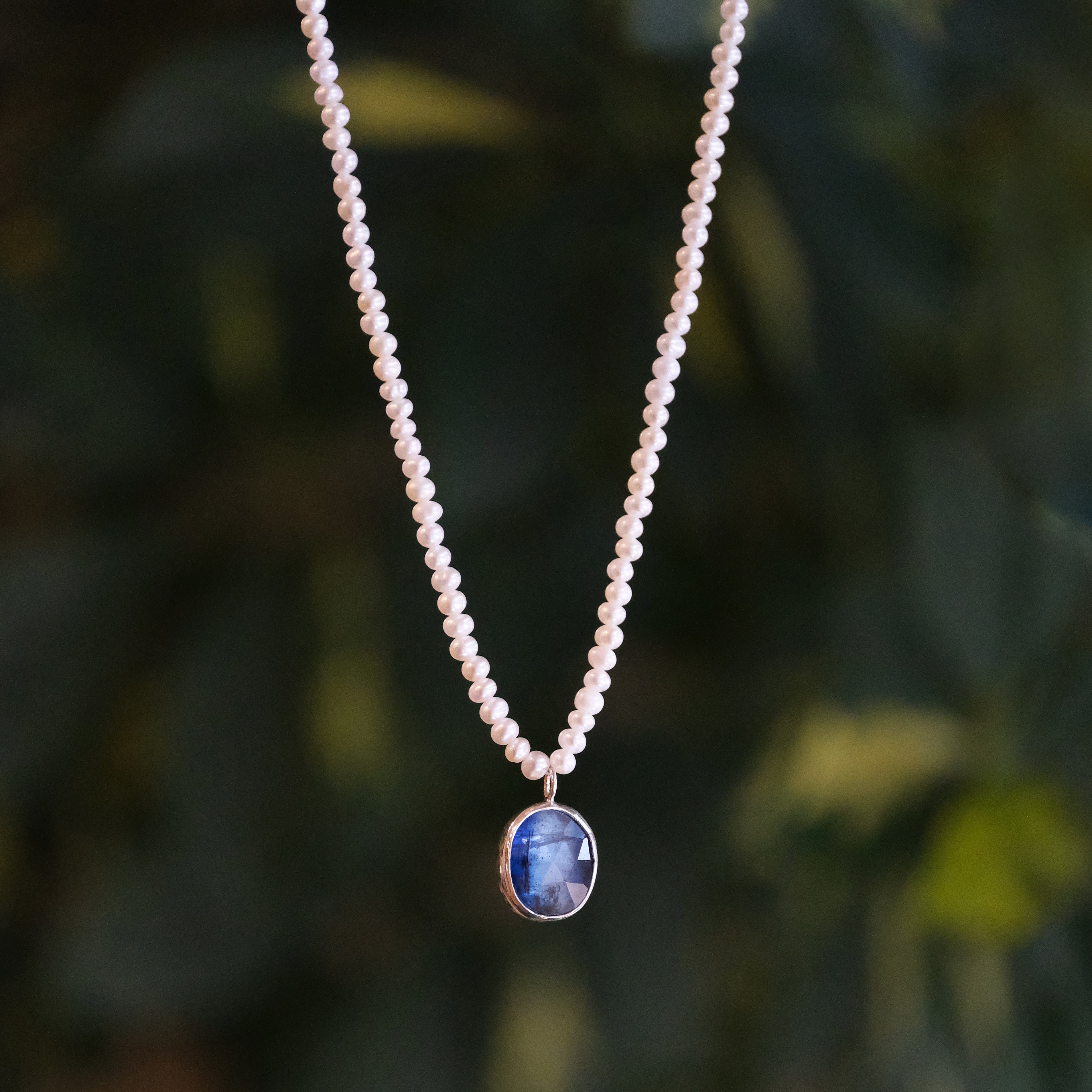 Freshwater Pearl + Kyanite Necklace - One of a Kind
