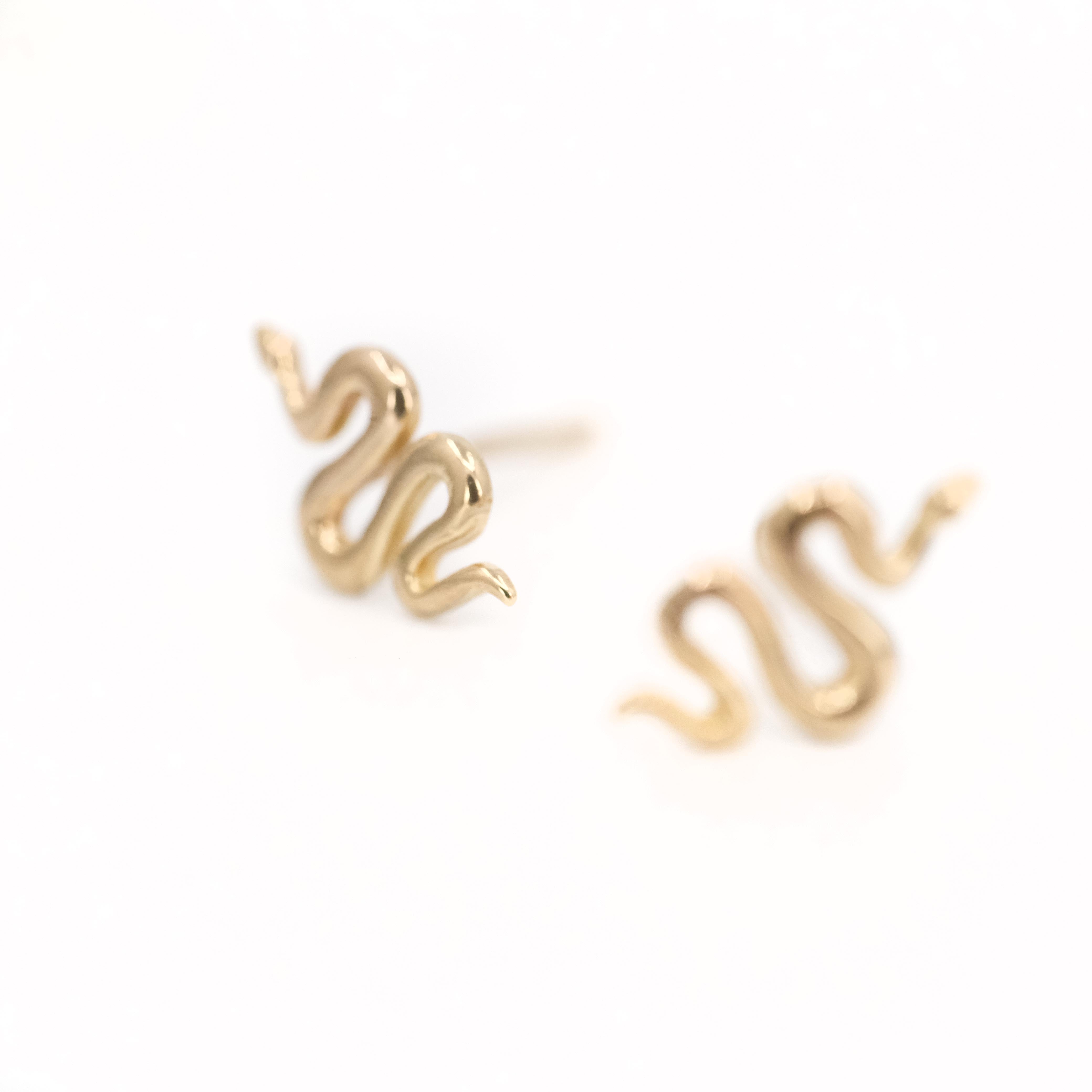 14k Tiny Serpent Studs