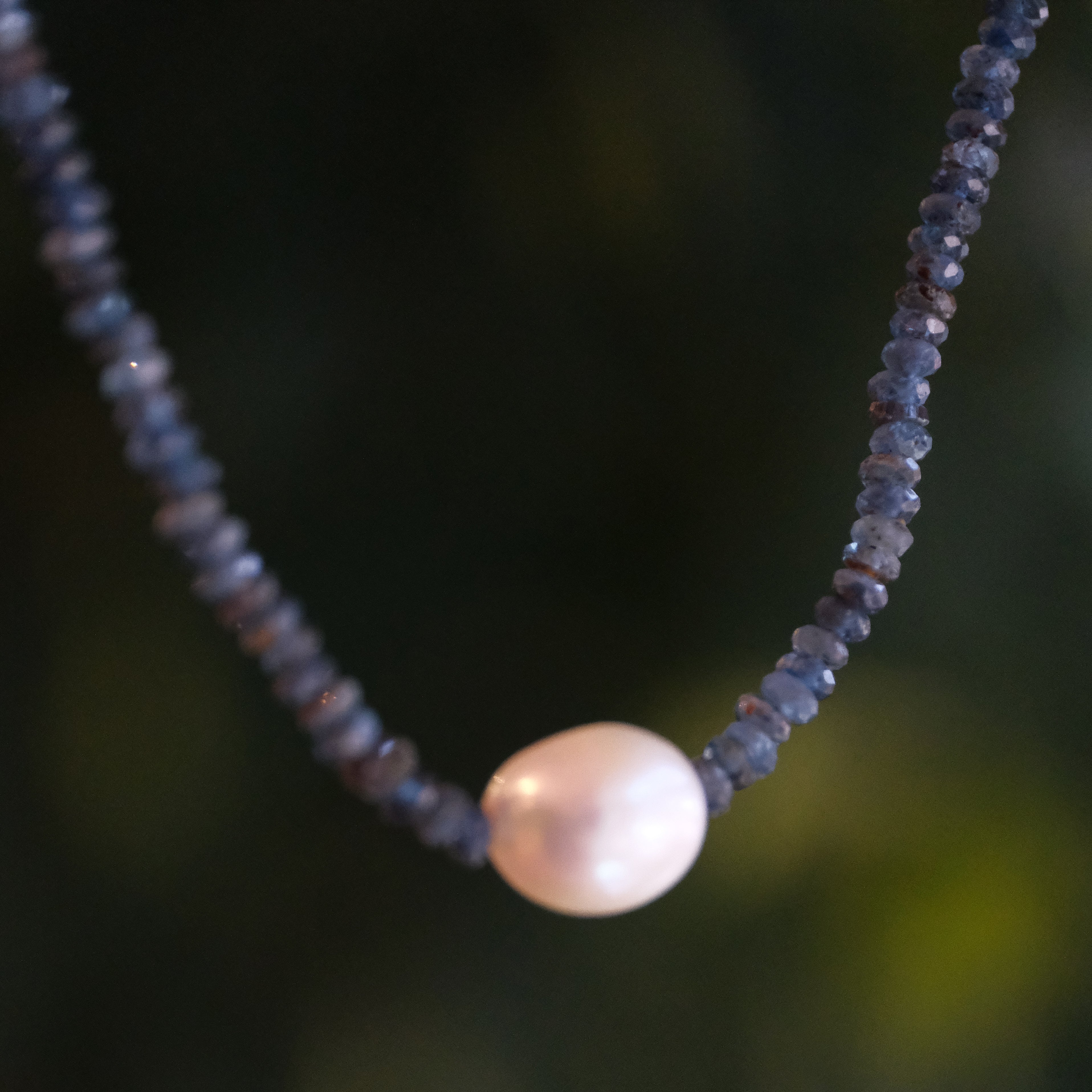 Kyanite + Pearl + Sterling Blurb Necklace