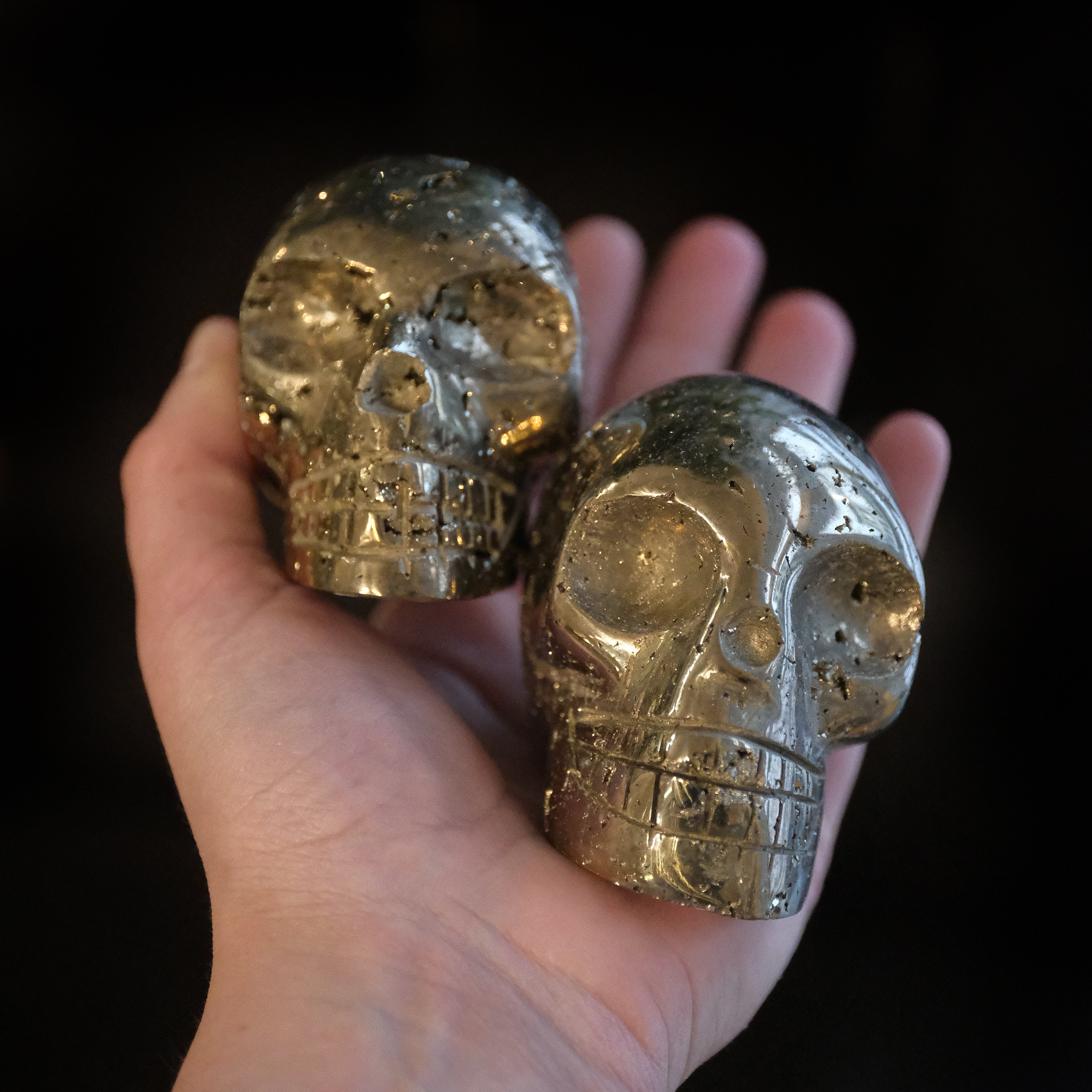 Hand Carved Peruvian Pyrite Skull