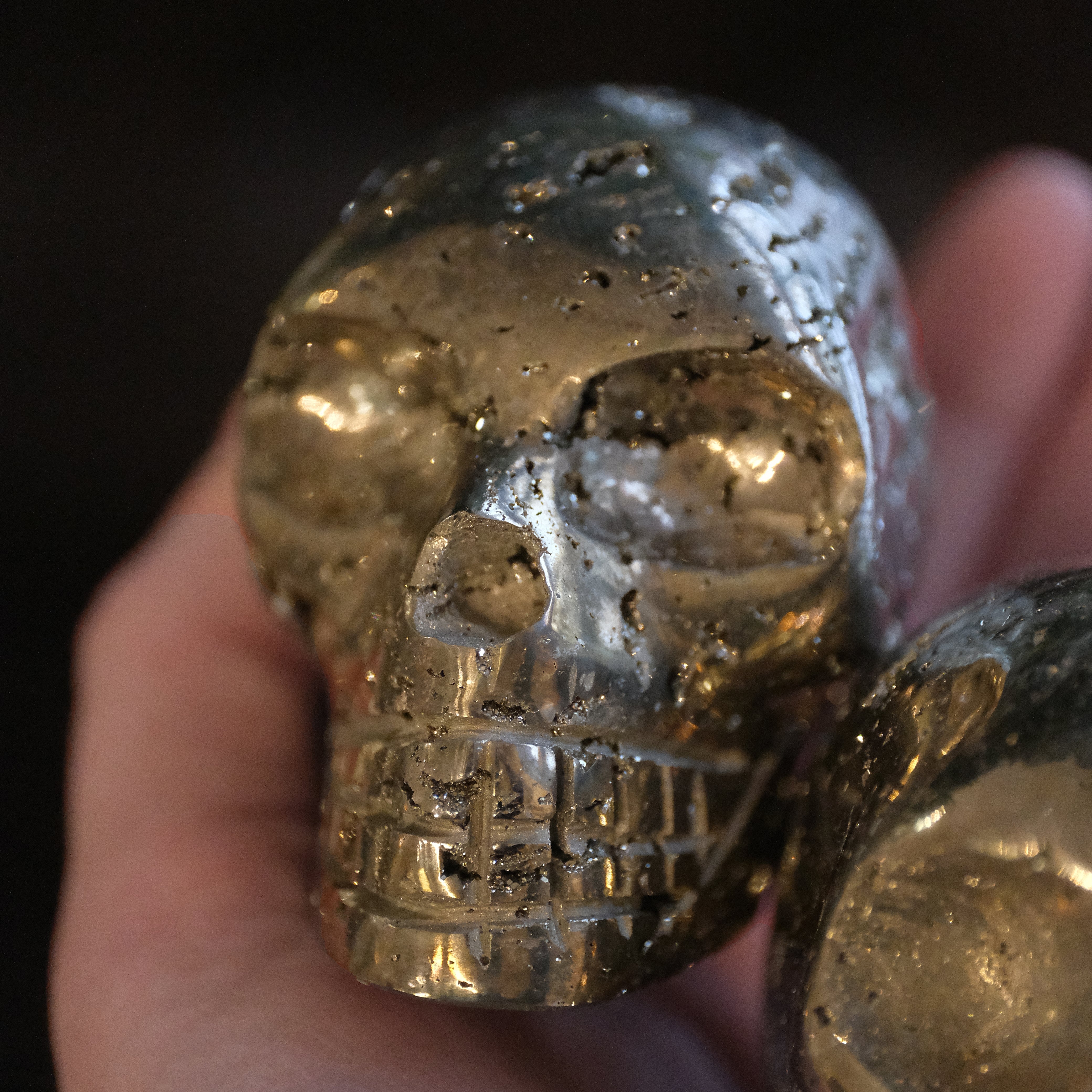 Hand Carved Peruvian Pyrite Skull