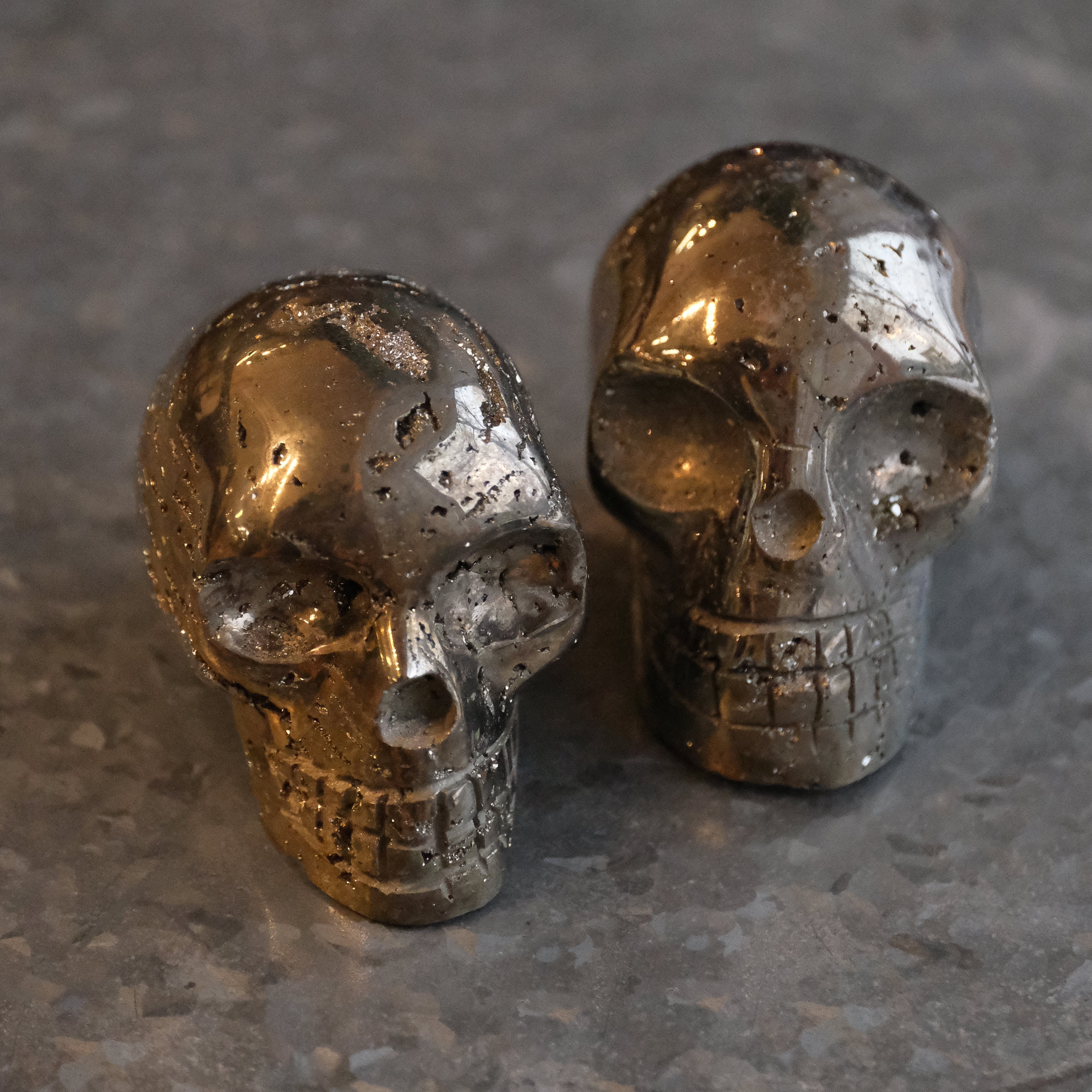 Hand Carved Peruvian Pyrite Skull