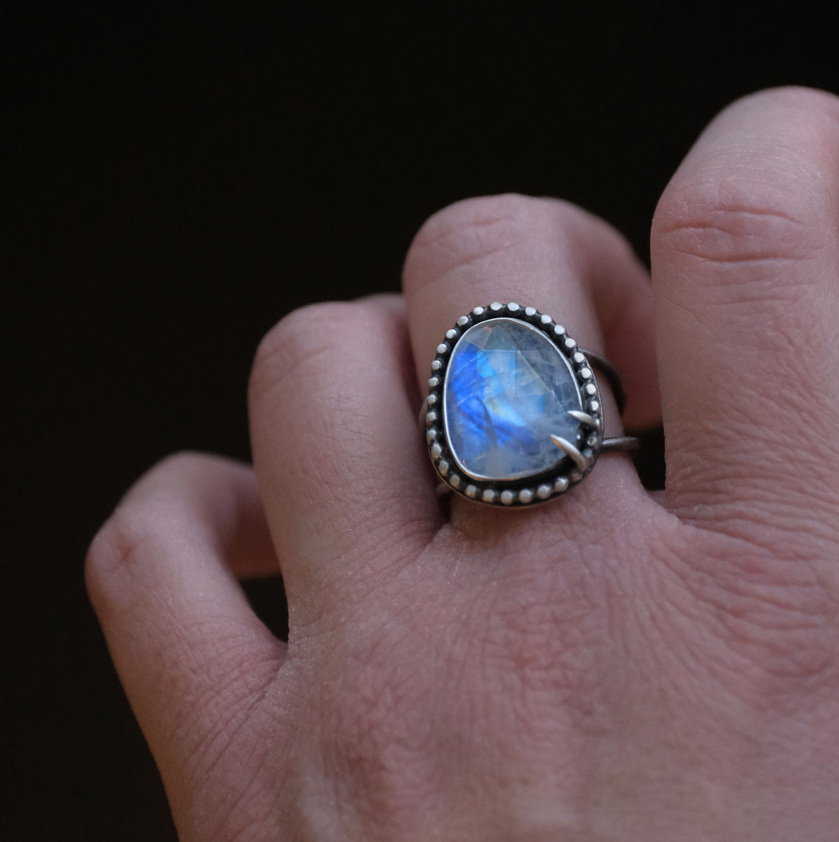 Moonstone + Sterling Talona Ring (Size 7.5) - One of a Kind