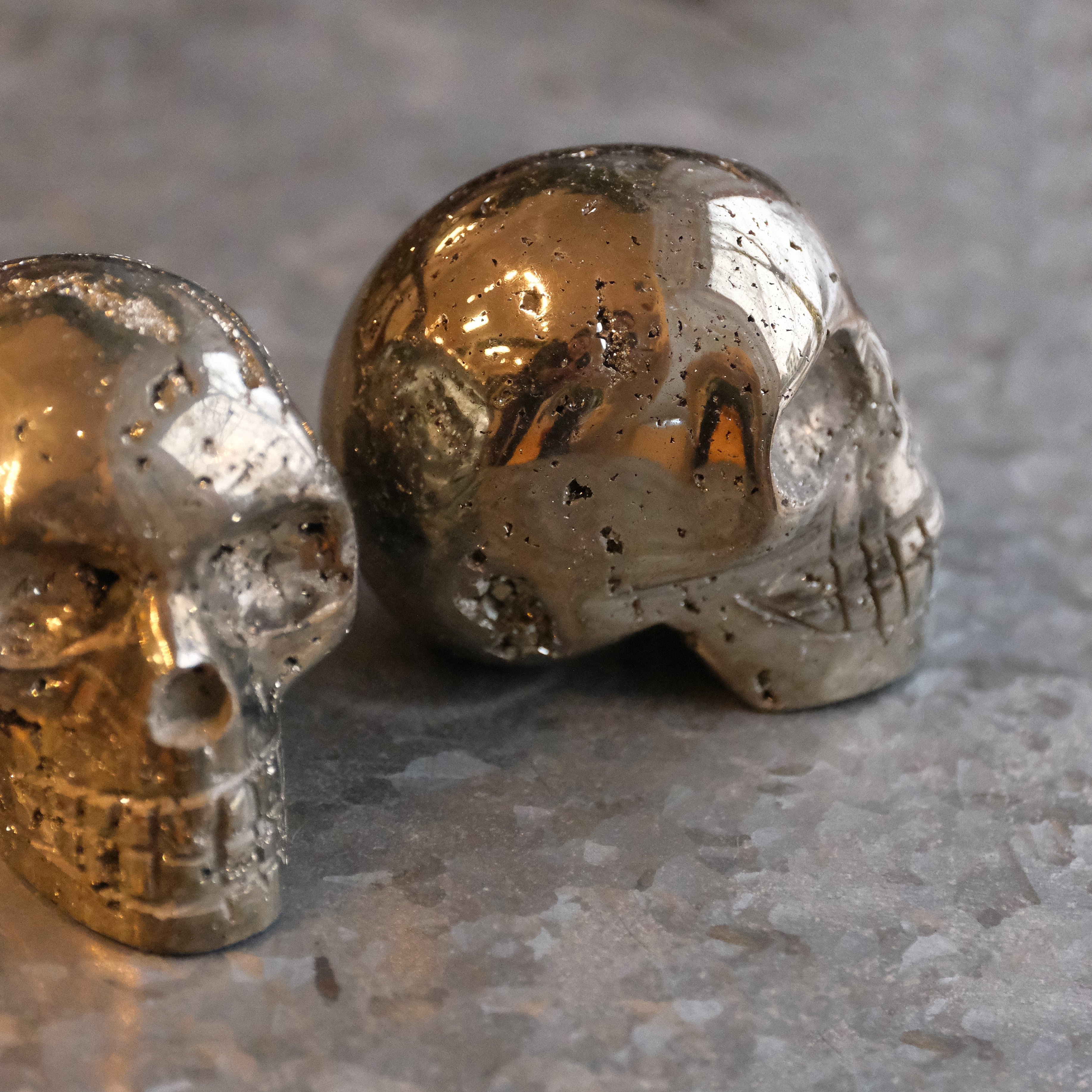Hand Carved Peruvian Pyrite Skull