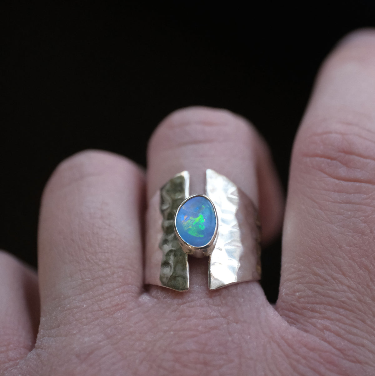 Australian Opal Shield Ring (Size 6.5) - One of a Kind