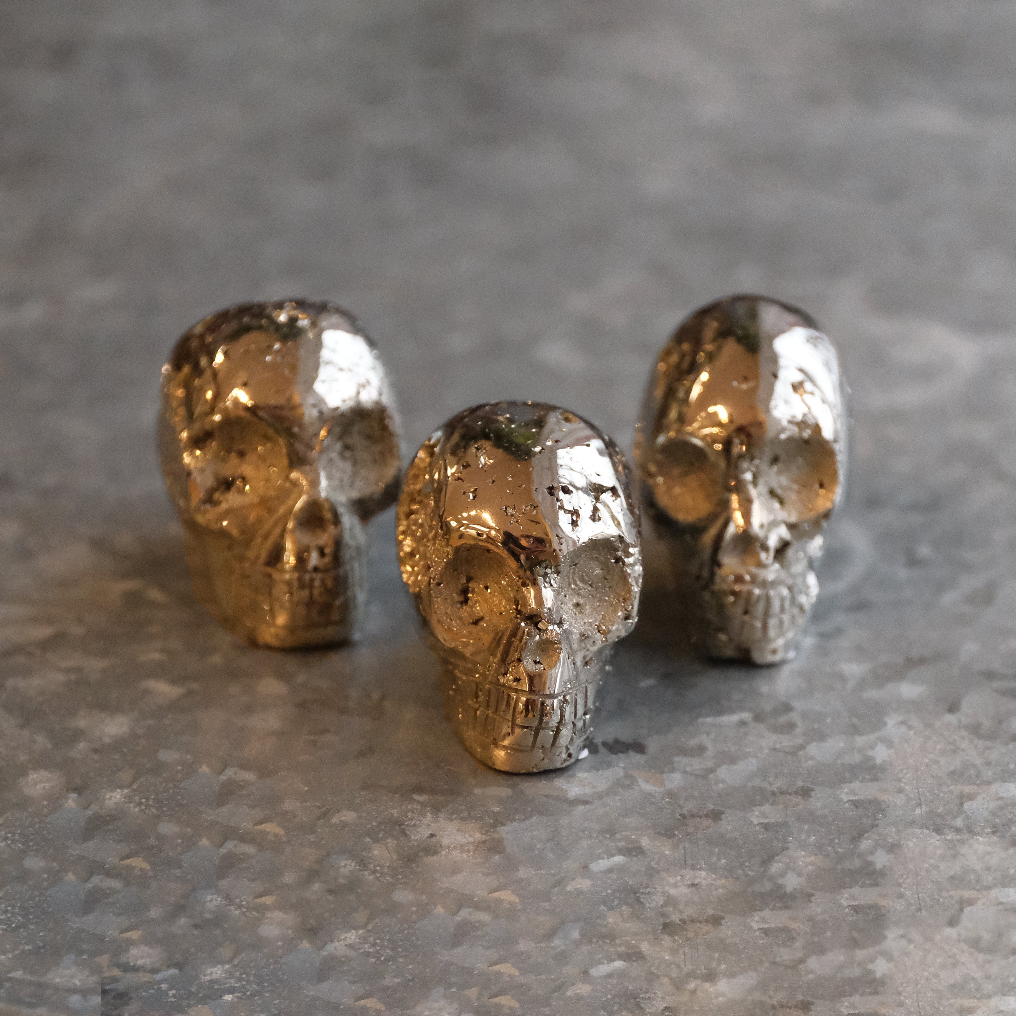 Small Hand Carved Peruvian Pyrite Skull