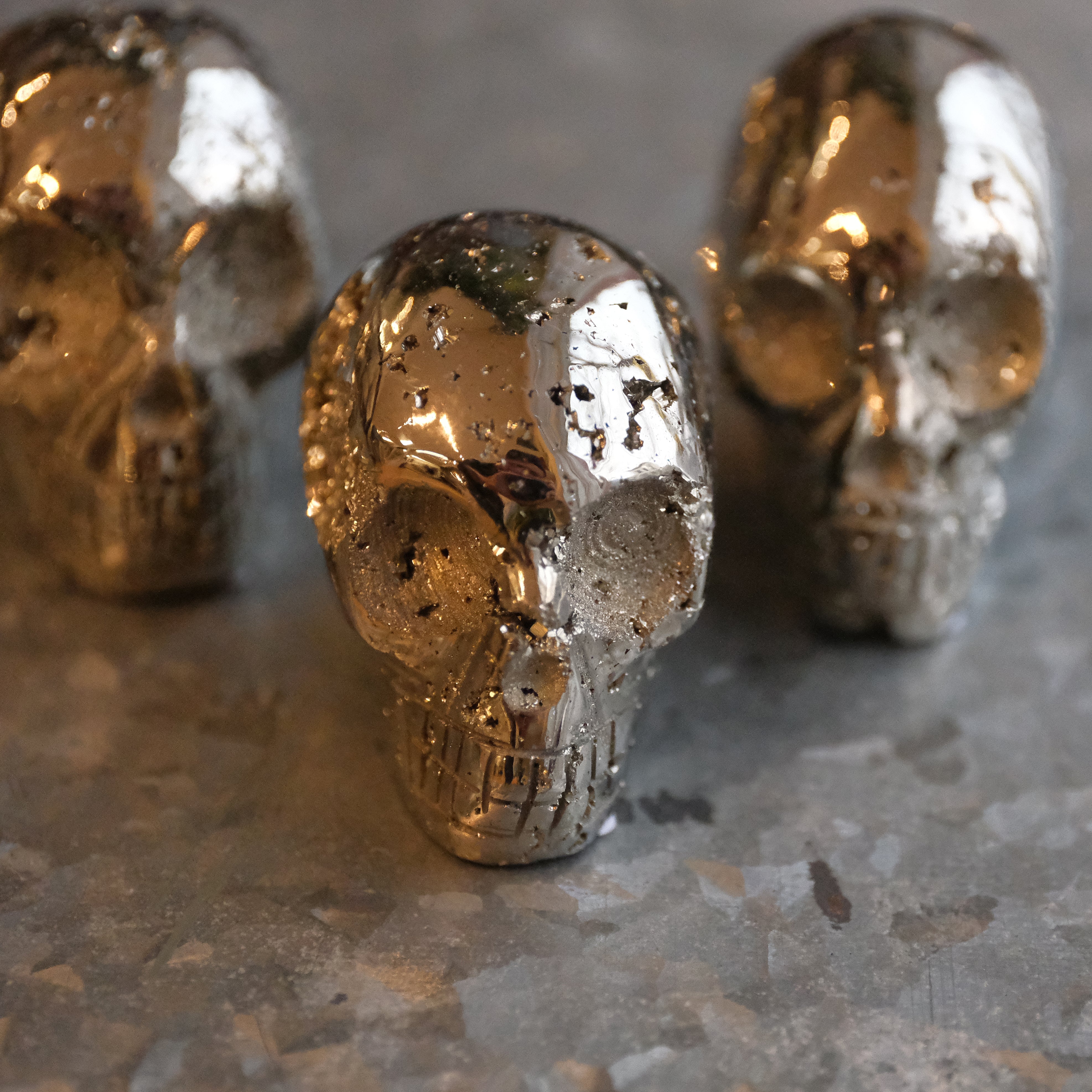 Small Hand Carved Peruvian Pyrite Skull