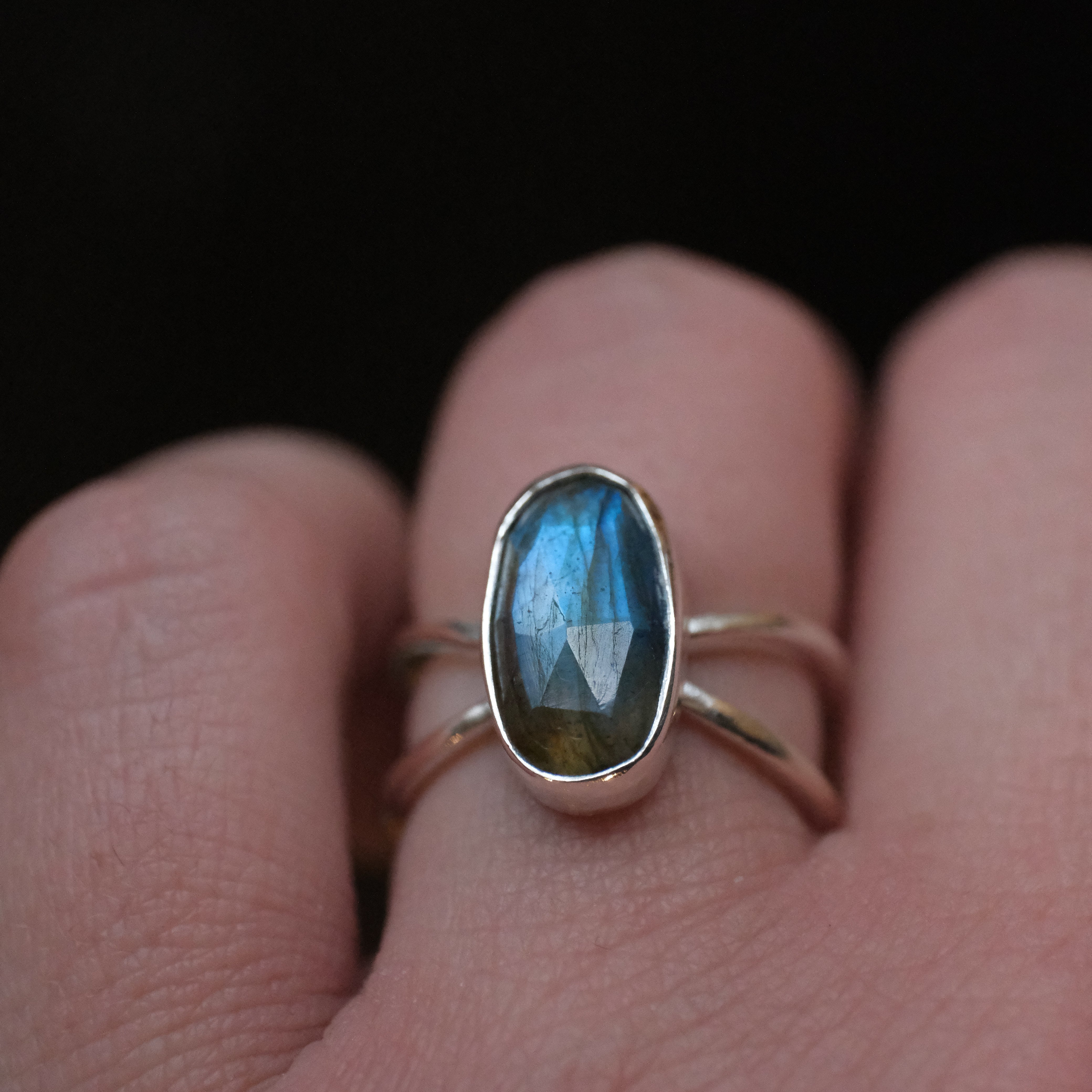 Labradorite Atom Ring (Size 5) - One of a Kind