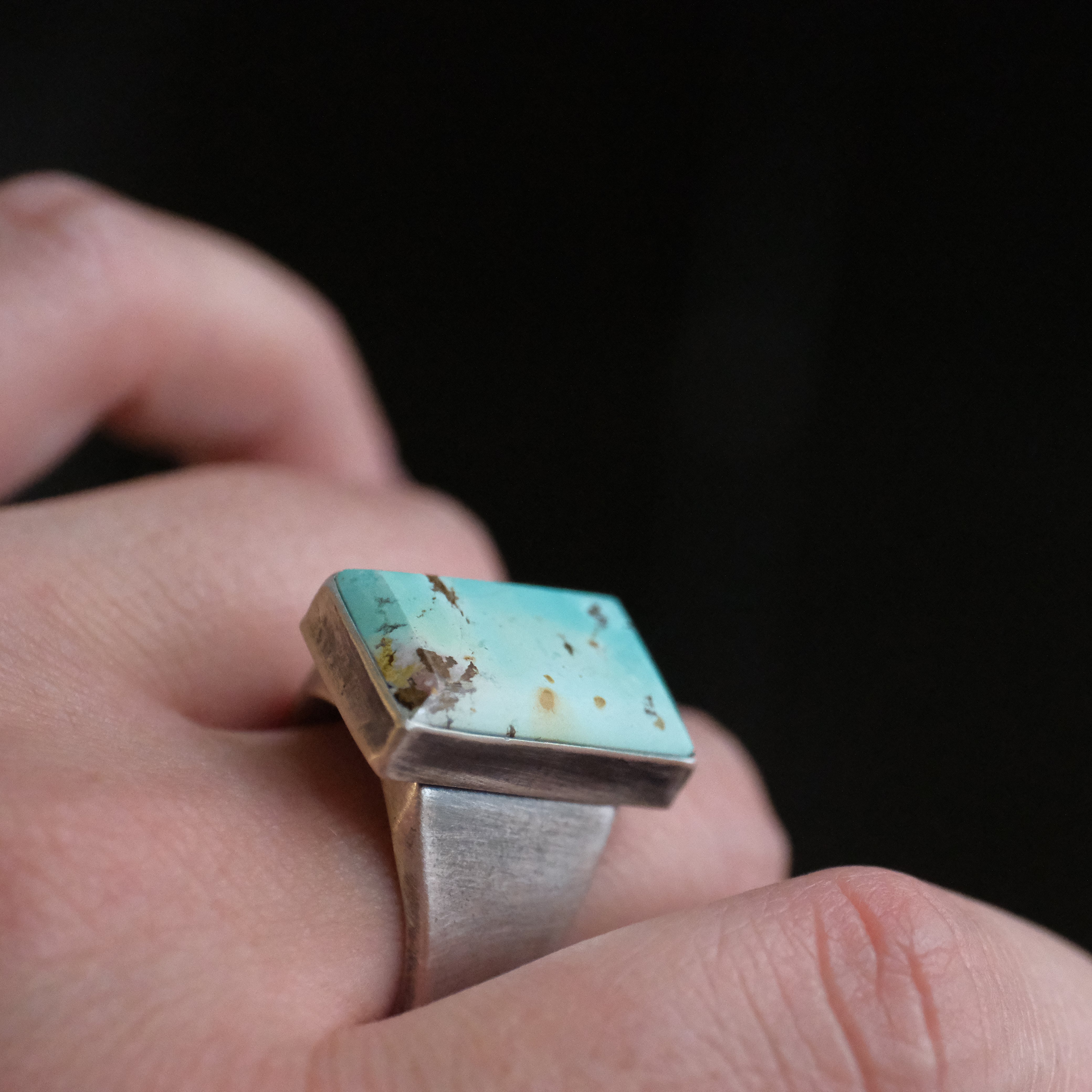 Turquoise Stepping Stone Signet Ring (Size 9) - One of a Kind
