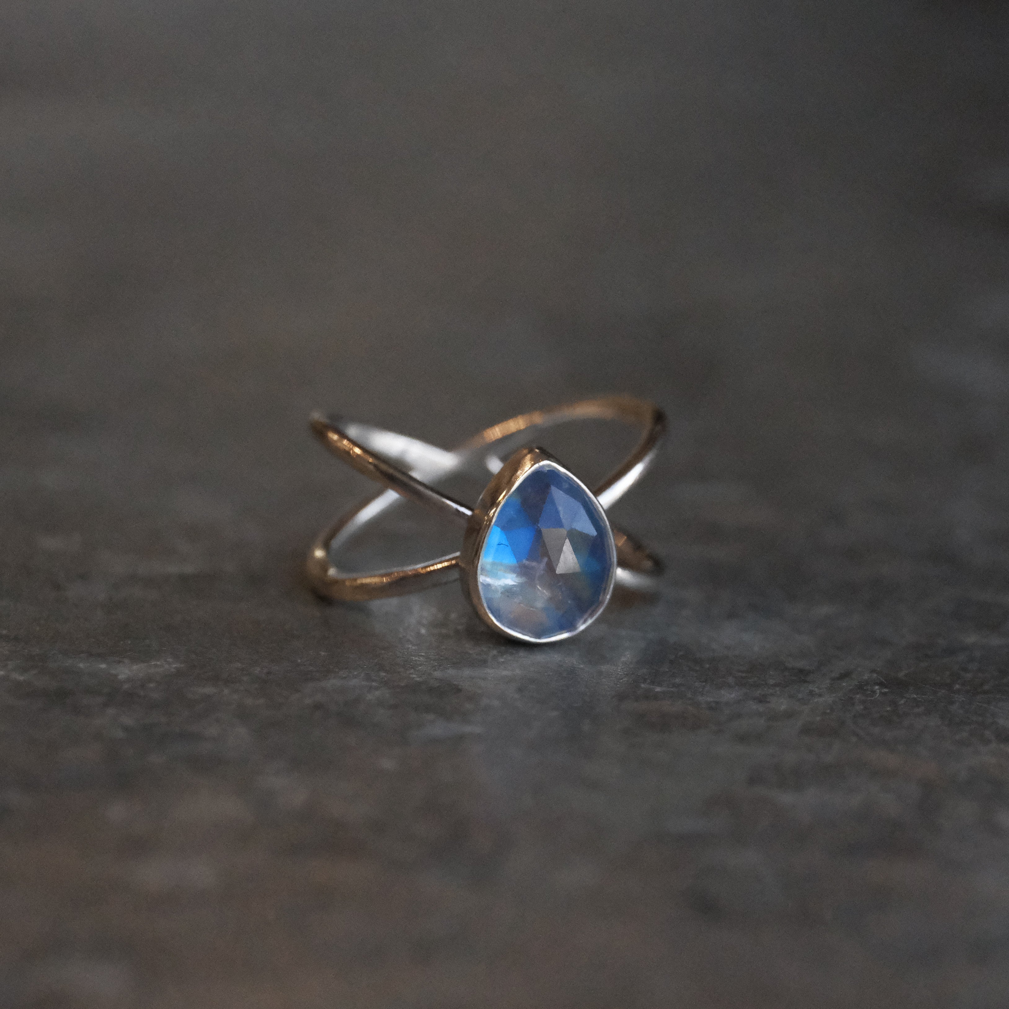 Moonstone Atom Ring (Size 8) - One of a Kind