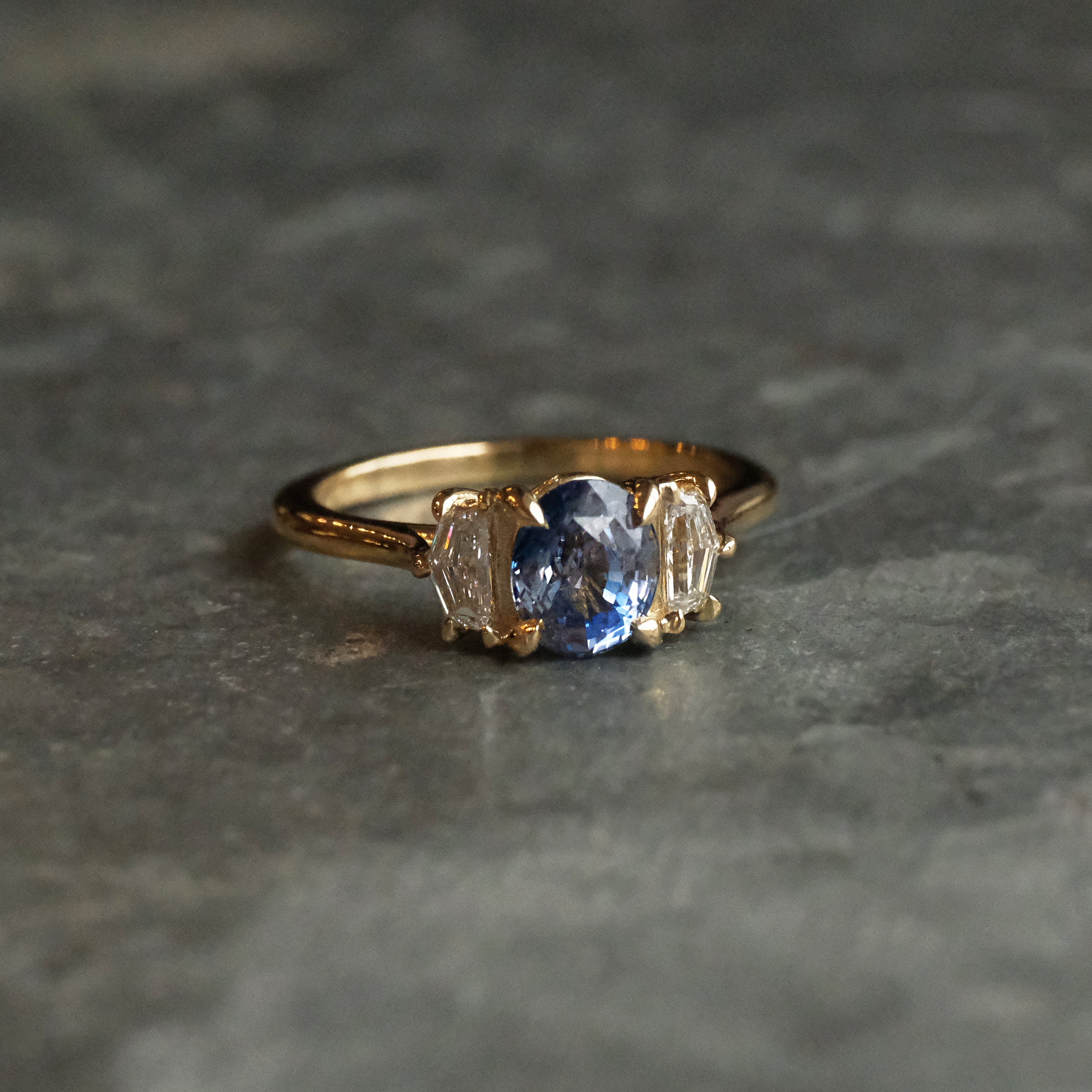 14k Sapphire + Lab Diamond Luna Ring - One of a Kind