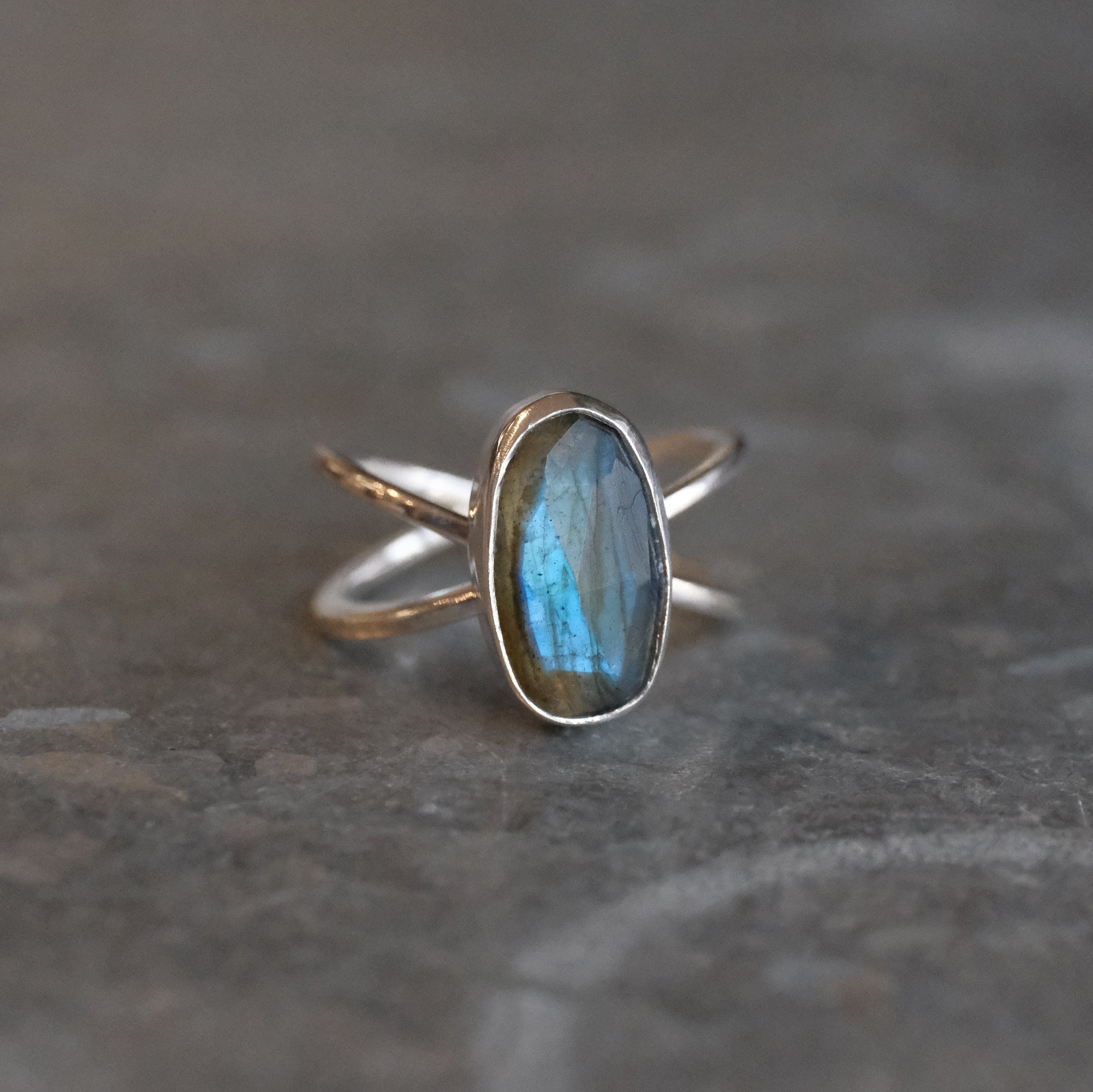 Labradorite Atom Ring (Size 5) - One of a Kind