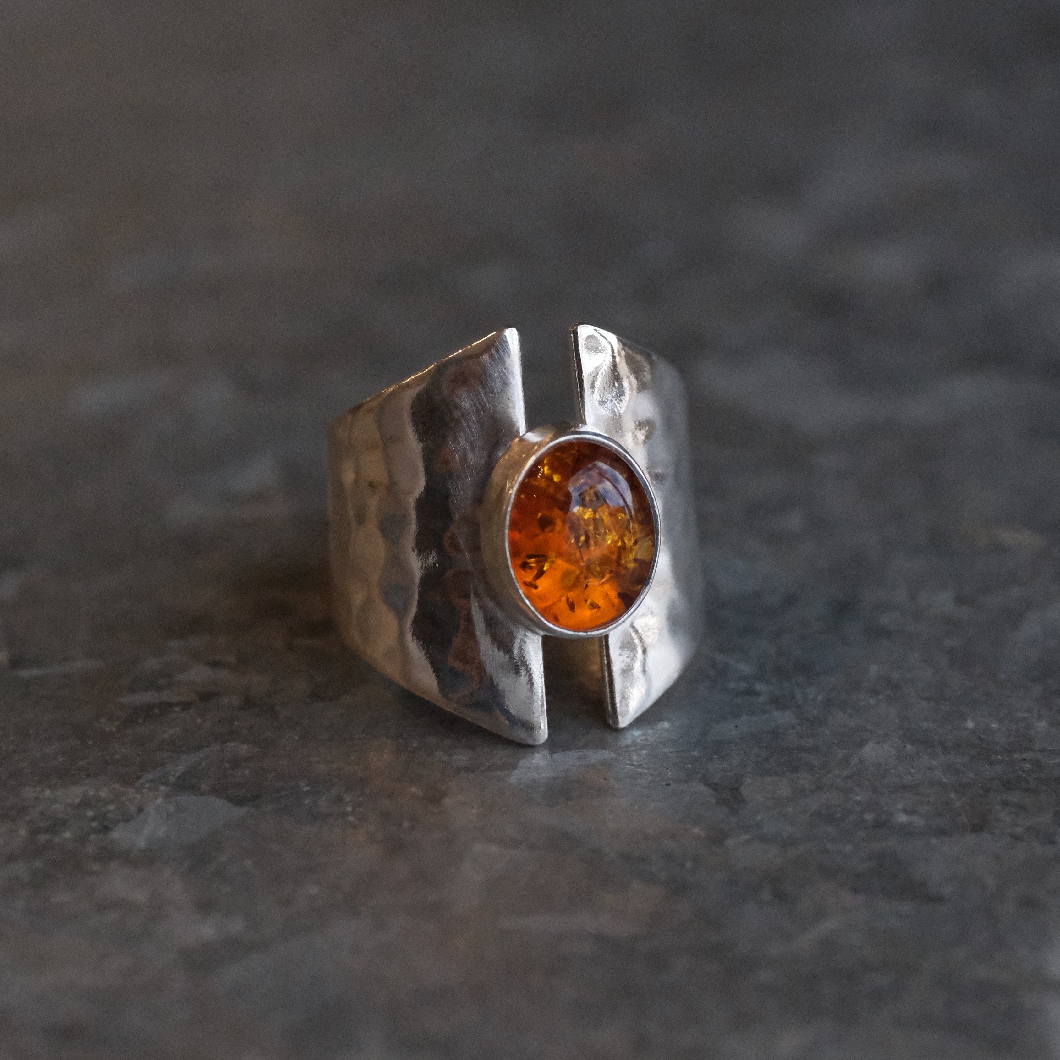 Amber Shield Ring (Size 6) - One of a Kind