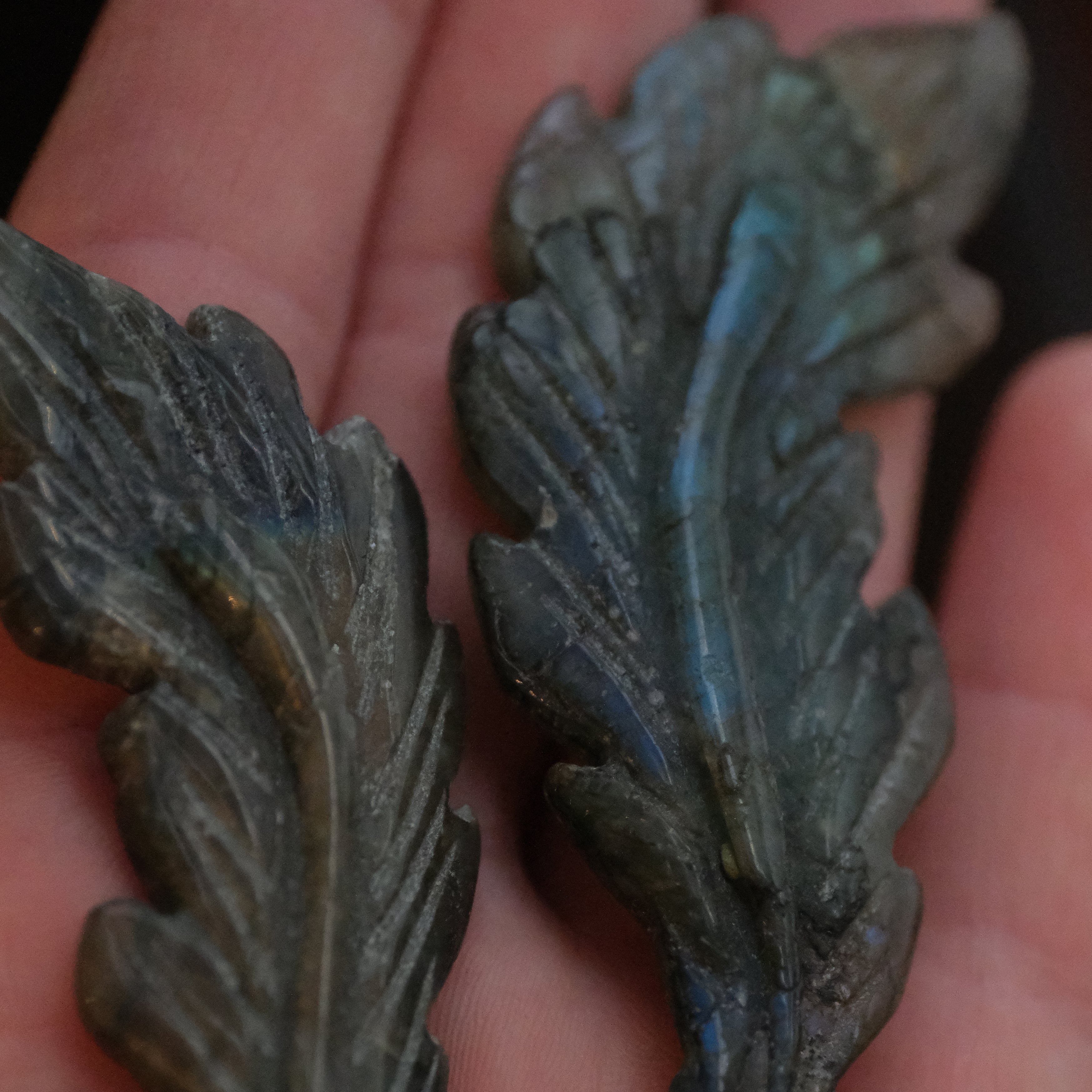 Hand Carved Labradorite Feather