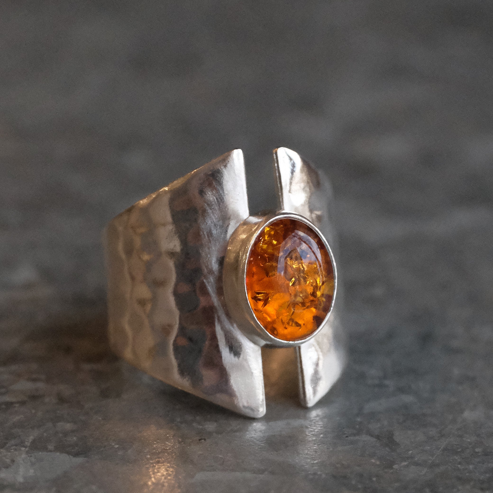 Amber Shield Ring (Size 6) - One of a Kind
