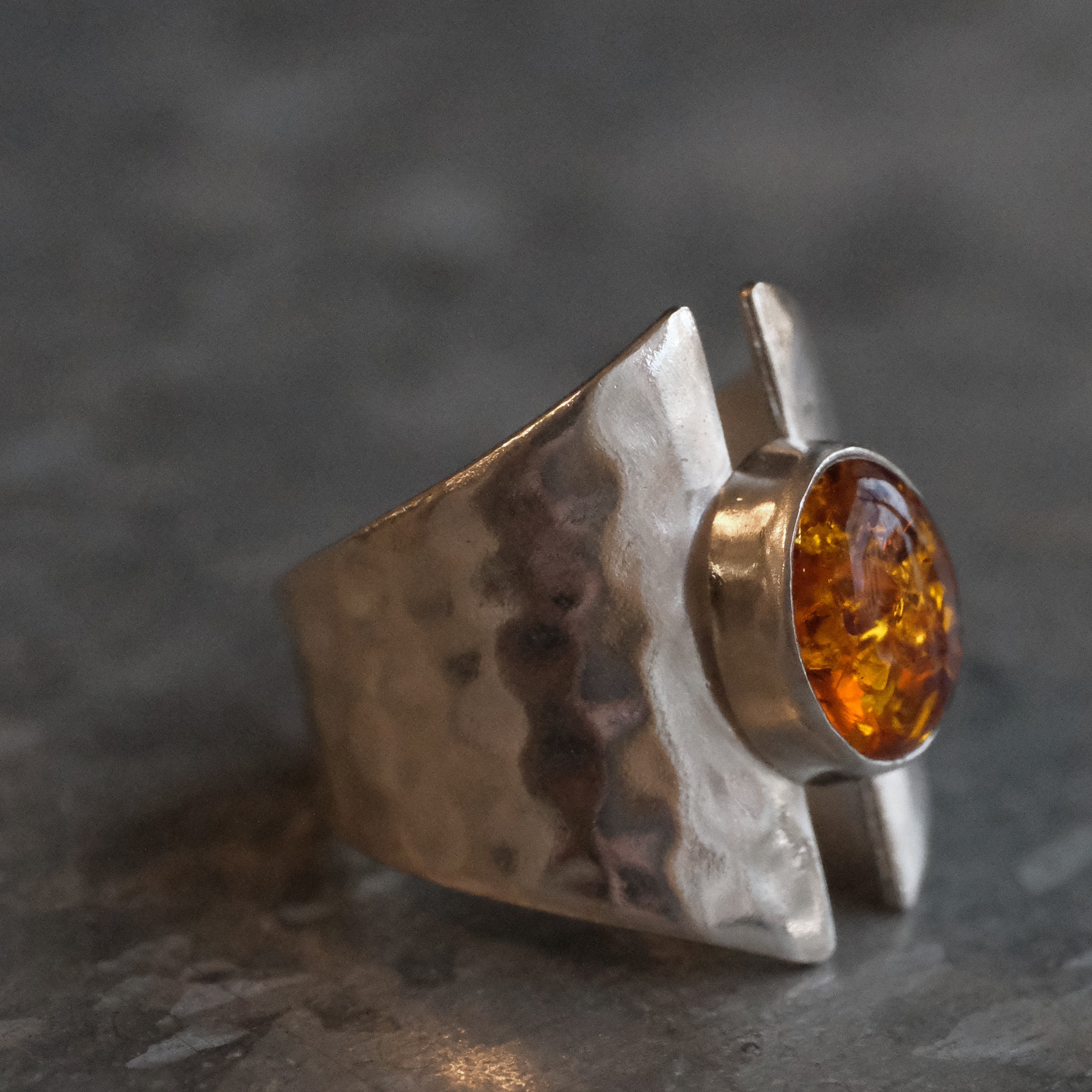 Amber Shield Ring (Size 6) - One of a Kind