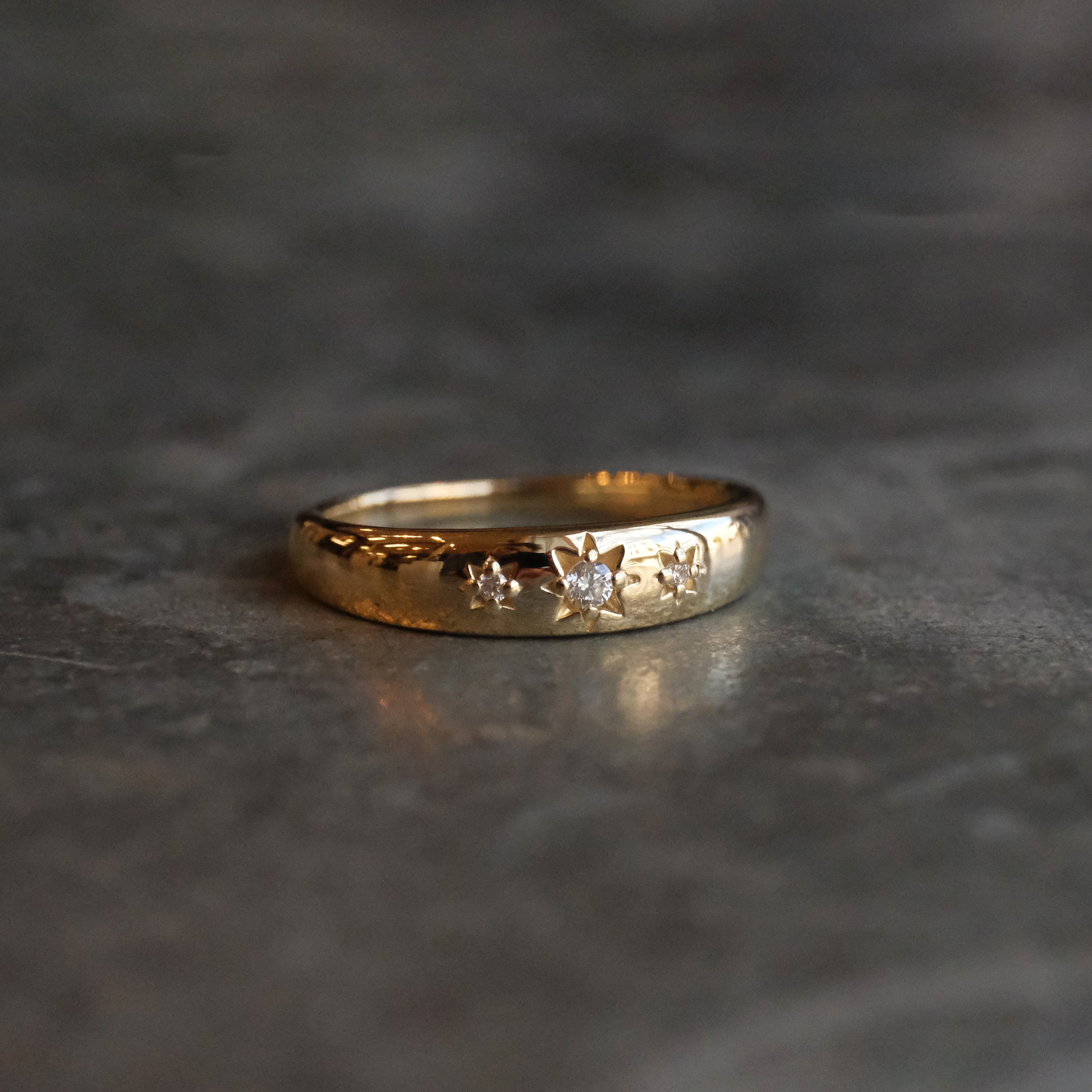 14k + Natural Diamond Starry Night Ring