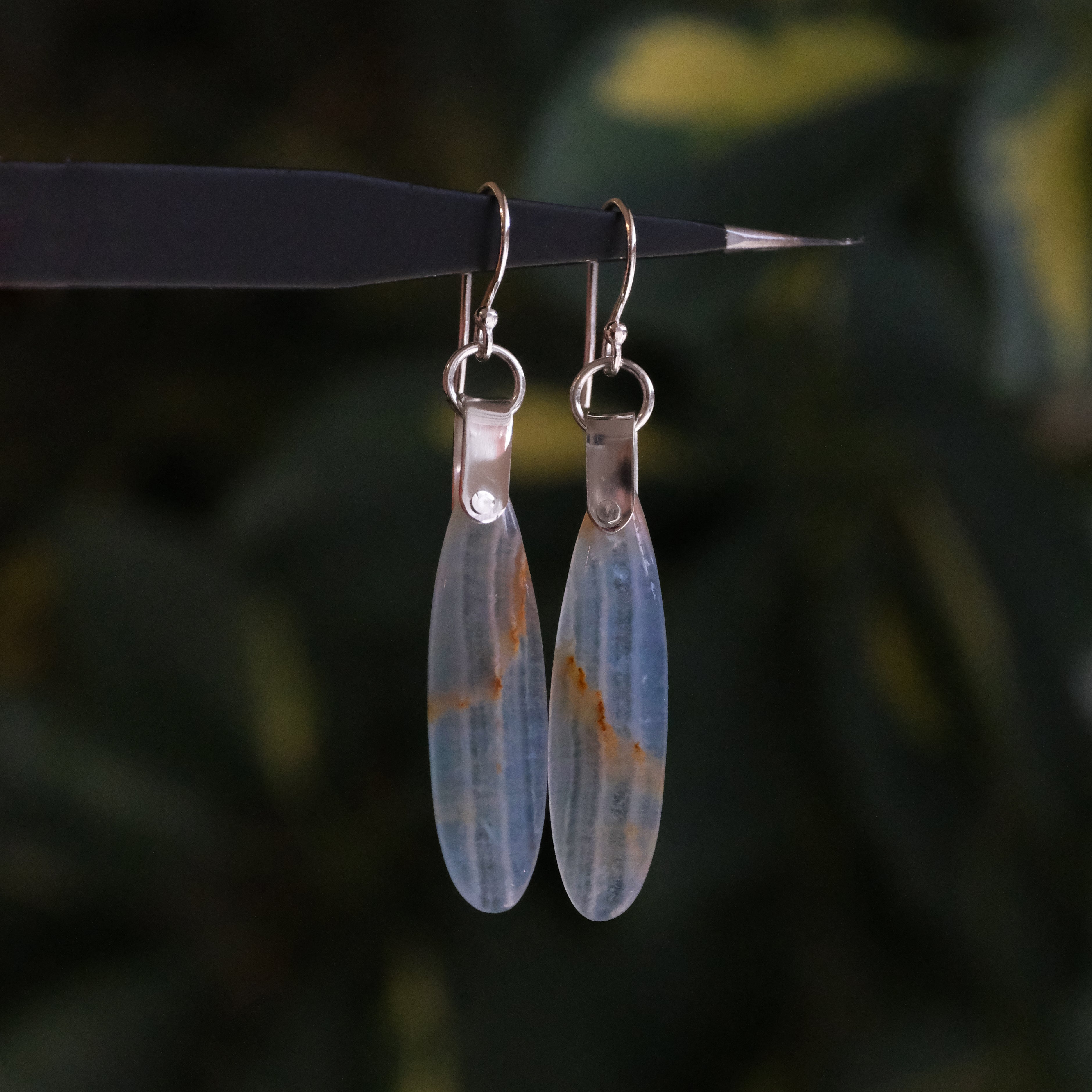 Blue Onyx Saddle Earrings - One of a Kind
