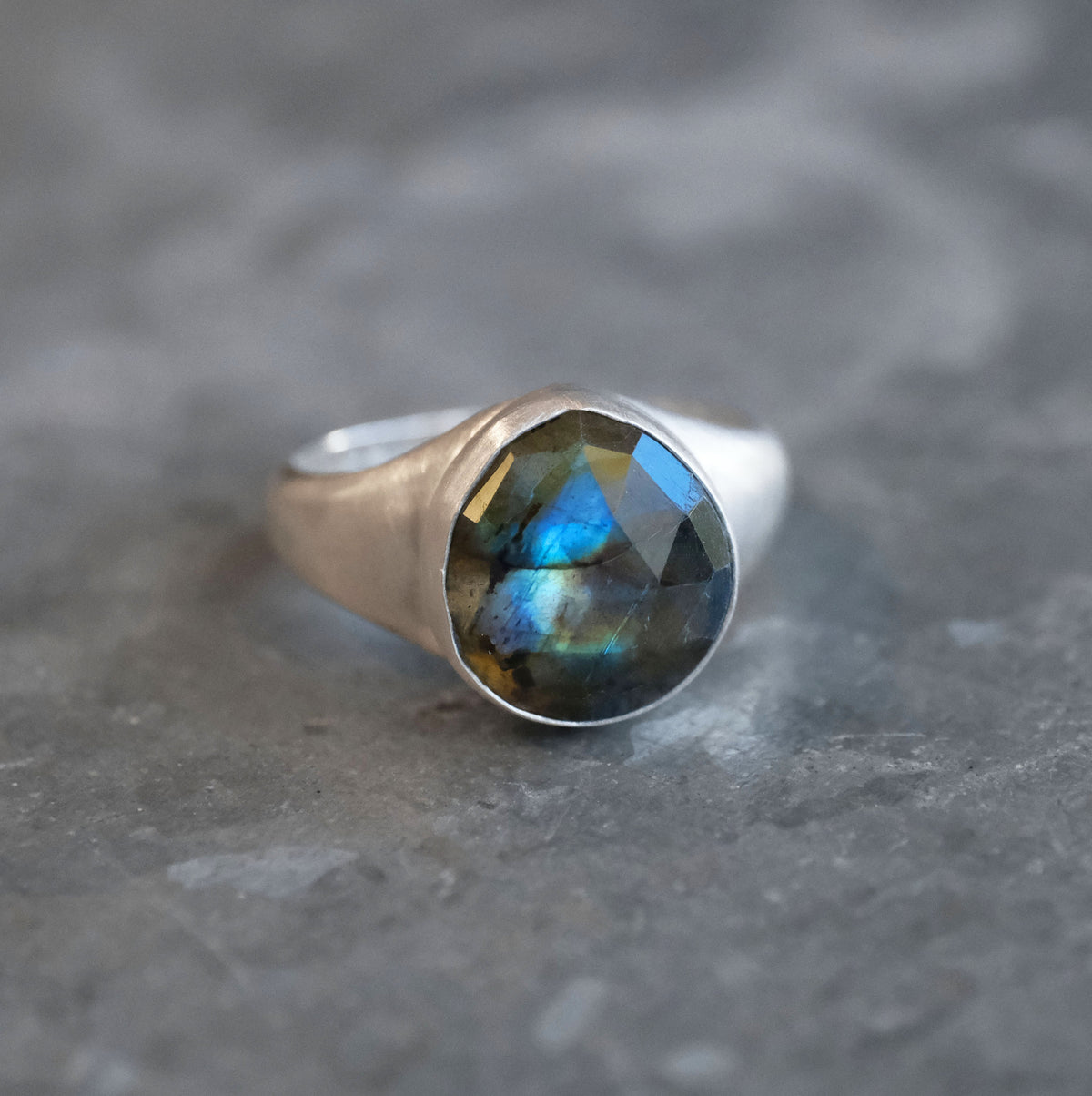 Labradorite Storm Signet Ring