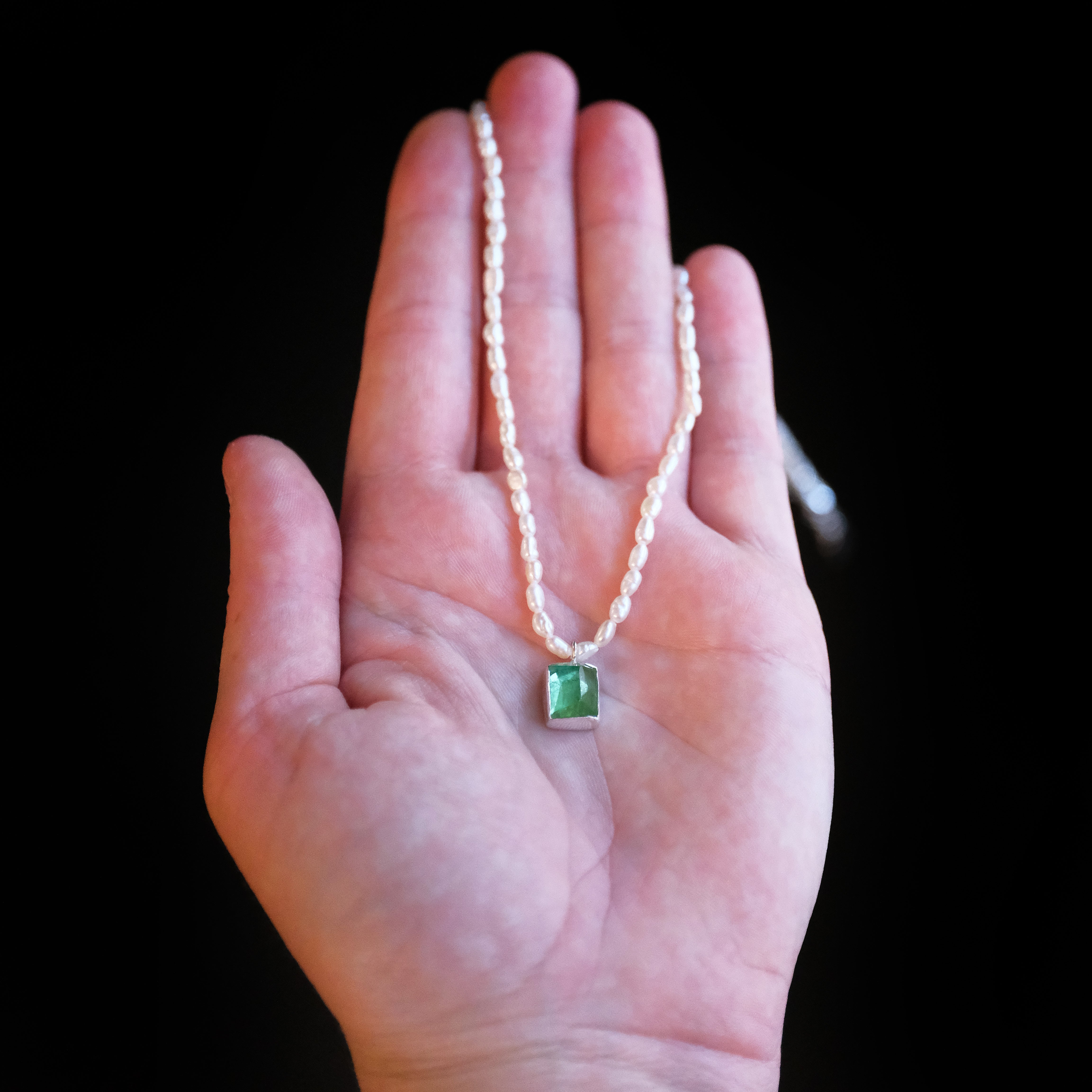 Freshwater Pearl + Green Tourmaline Necklace - One of a Kind