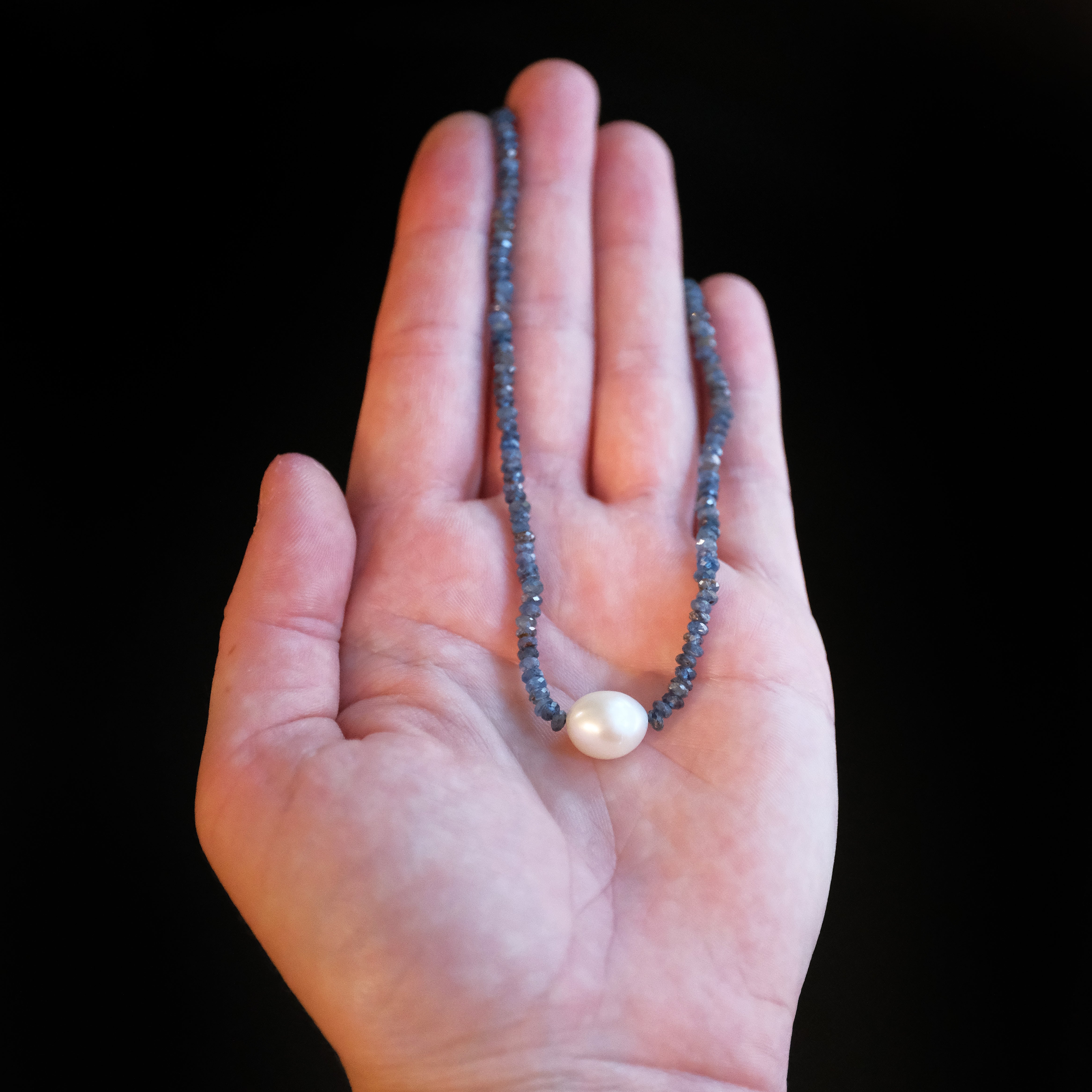 Kyanite + Pearl + Sterling Blurb Necklace