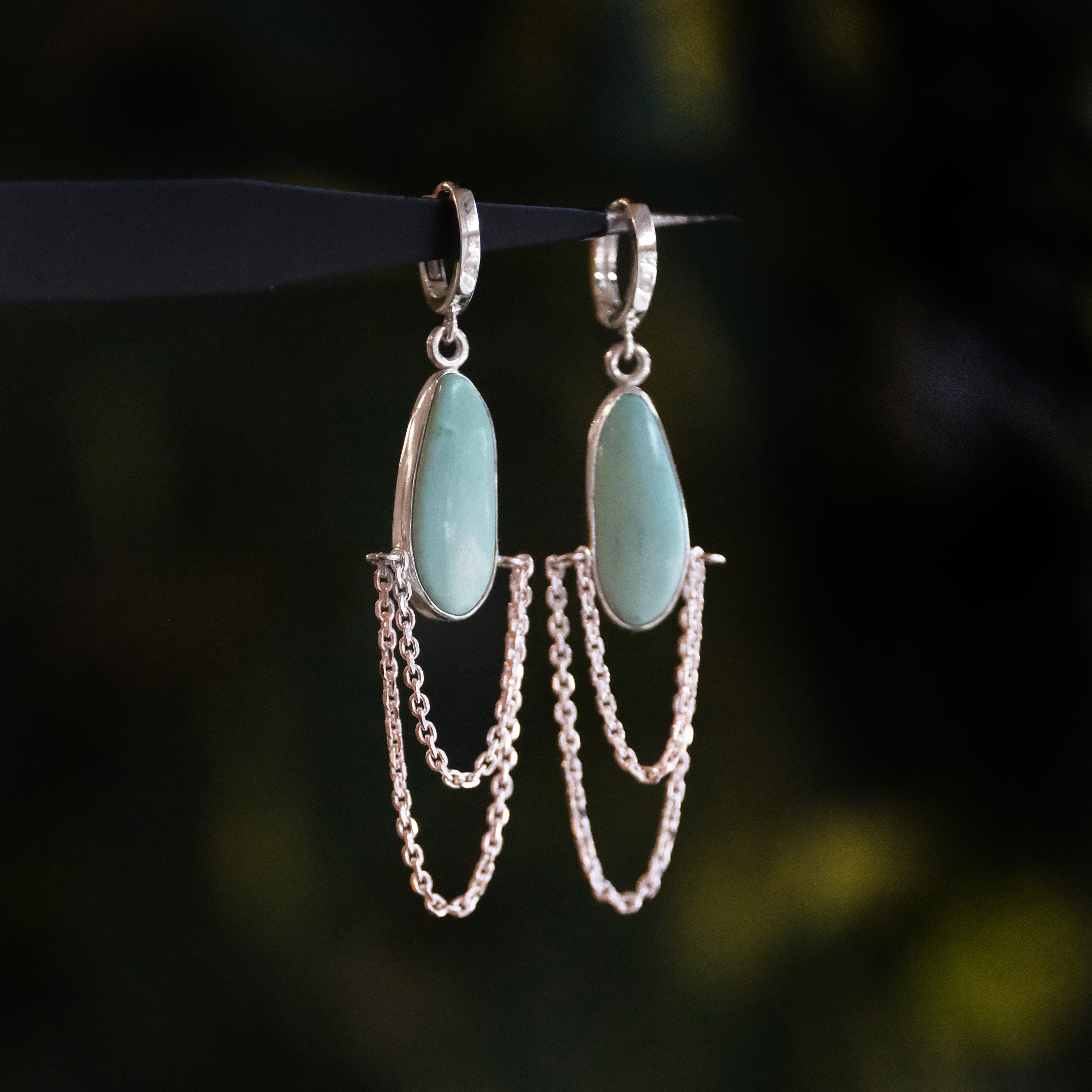 Turquoise + Sterling Drape Earrings - One of a Kind