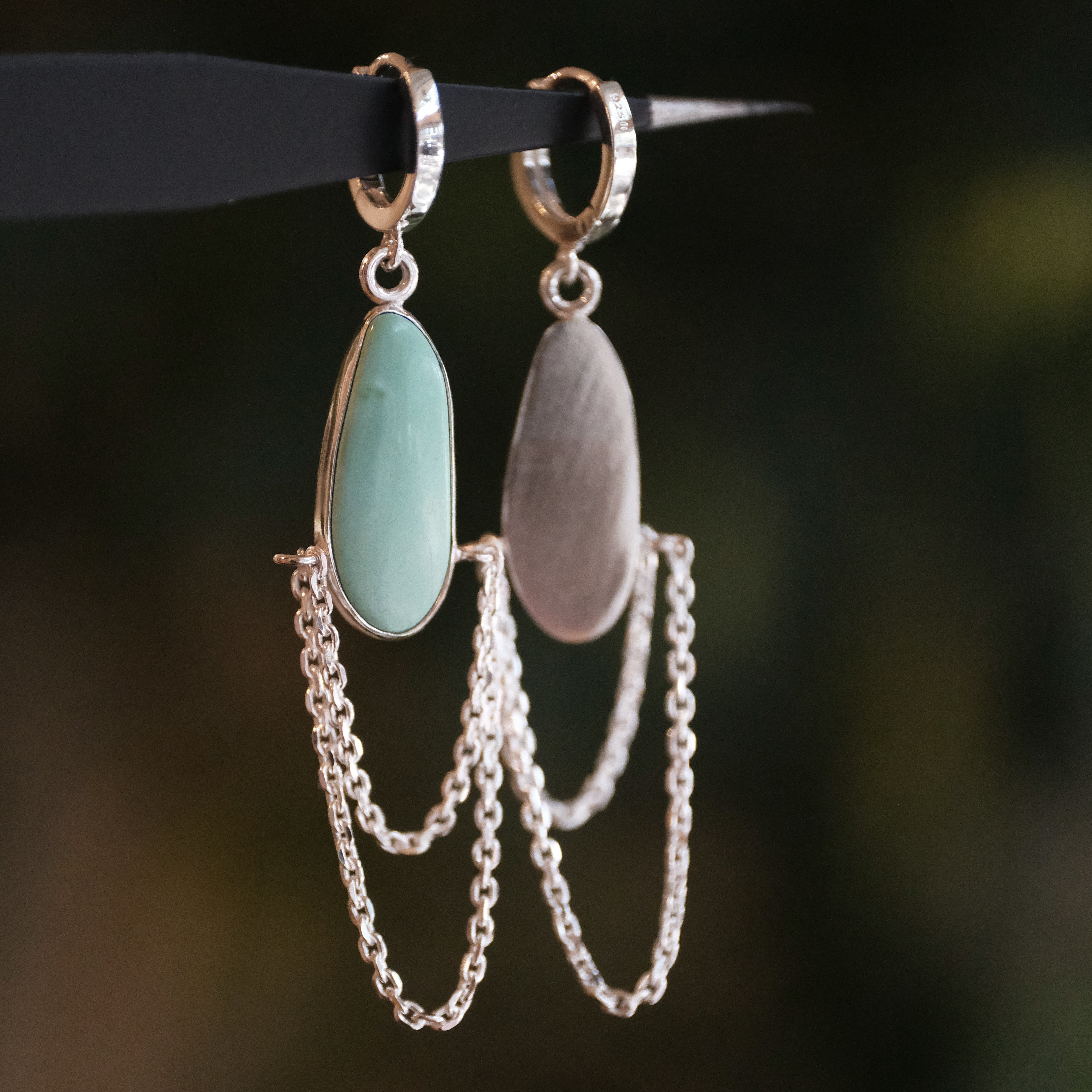 Turquoise + Sterling Drape Earrings - One of a Kind