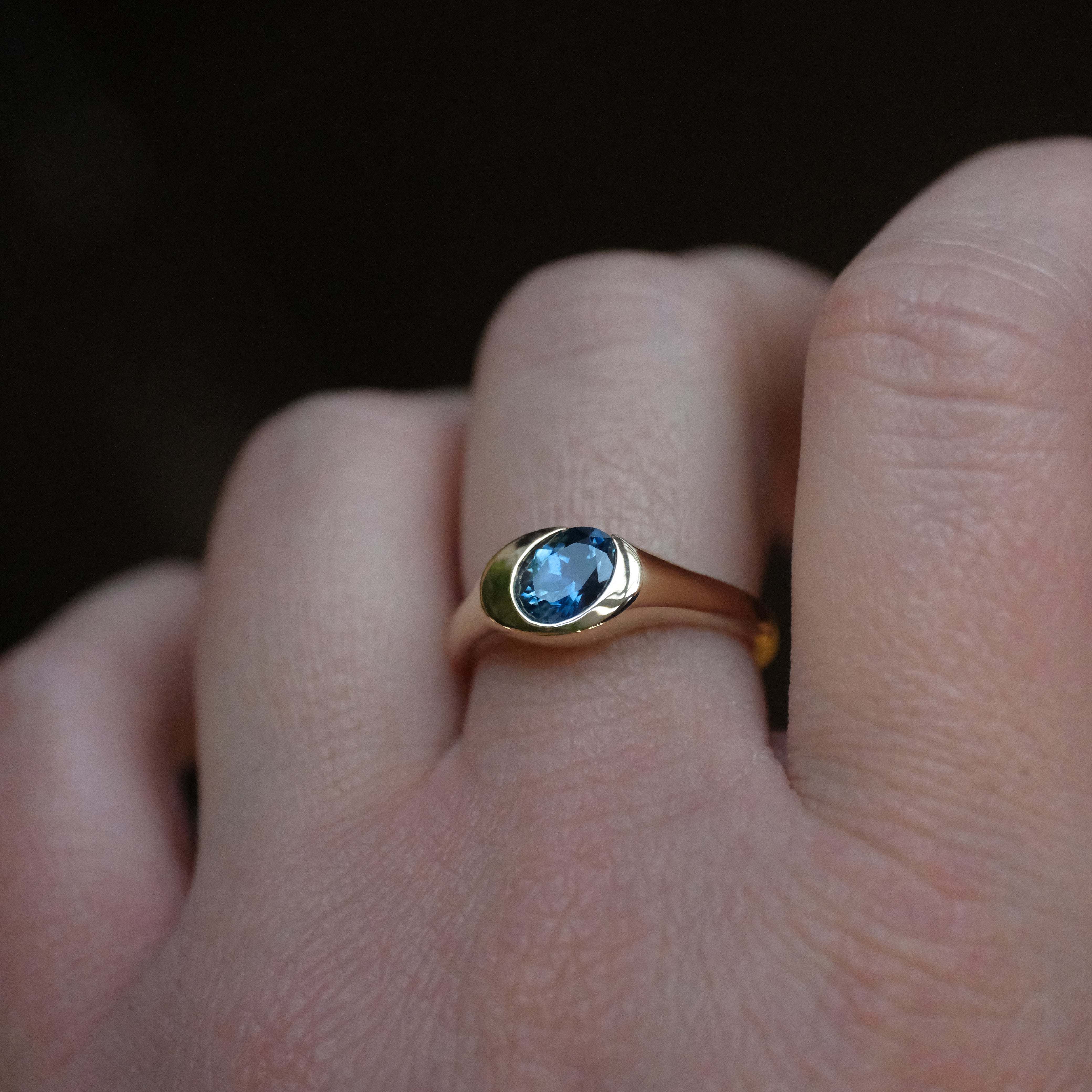 14k + Montana Sapphire Flow Ring - One of a Kind