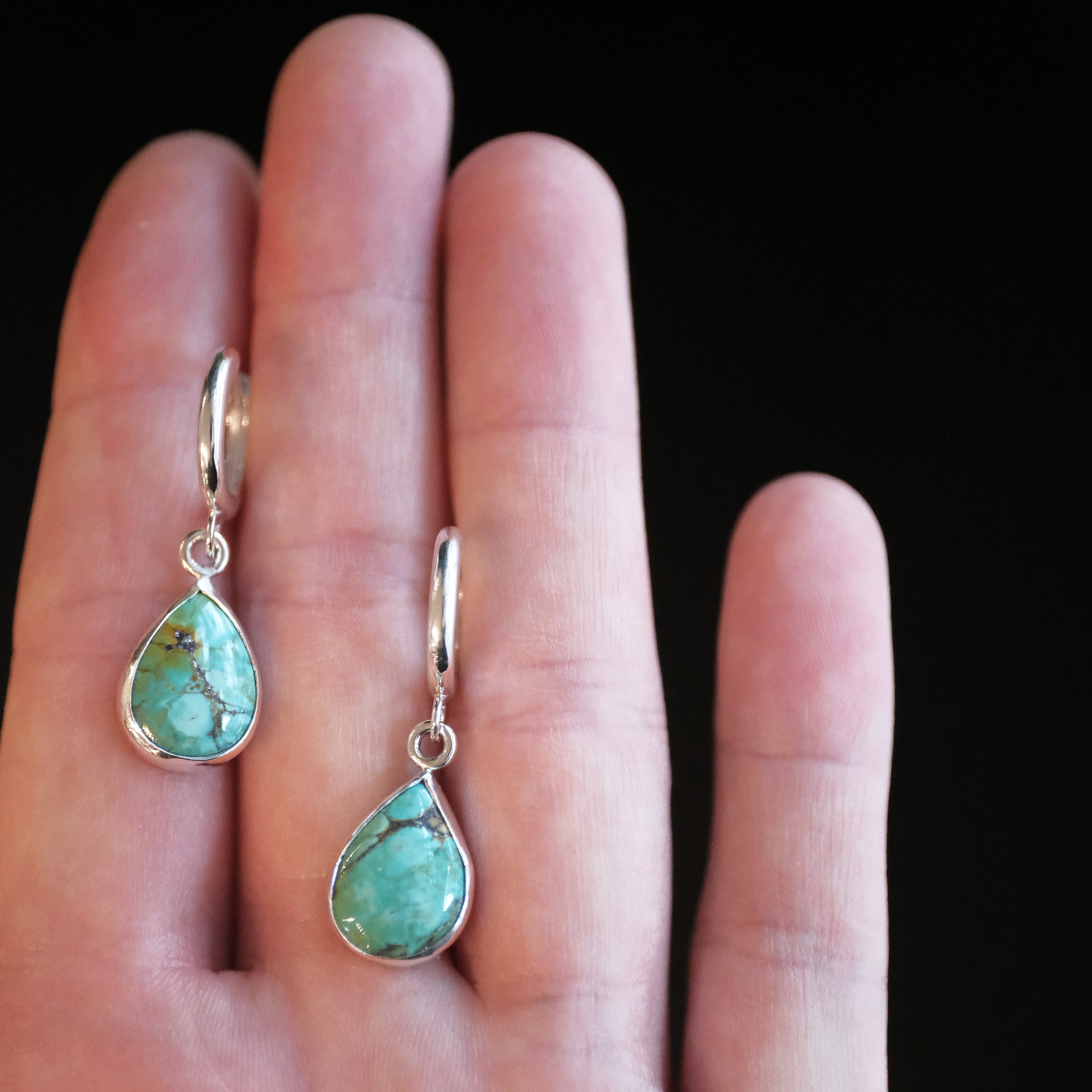 Turquoise Drops of Saturn Earrings - One of a Kind