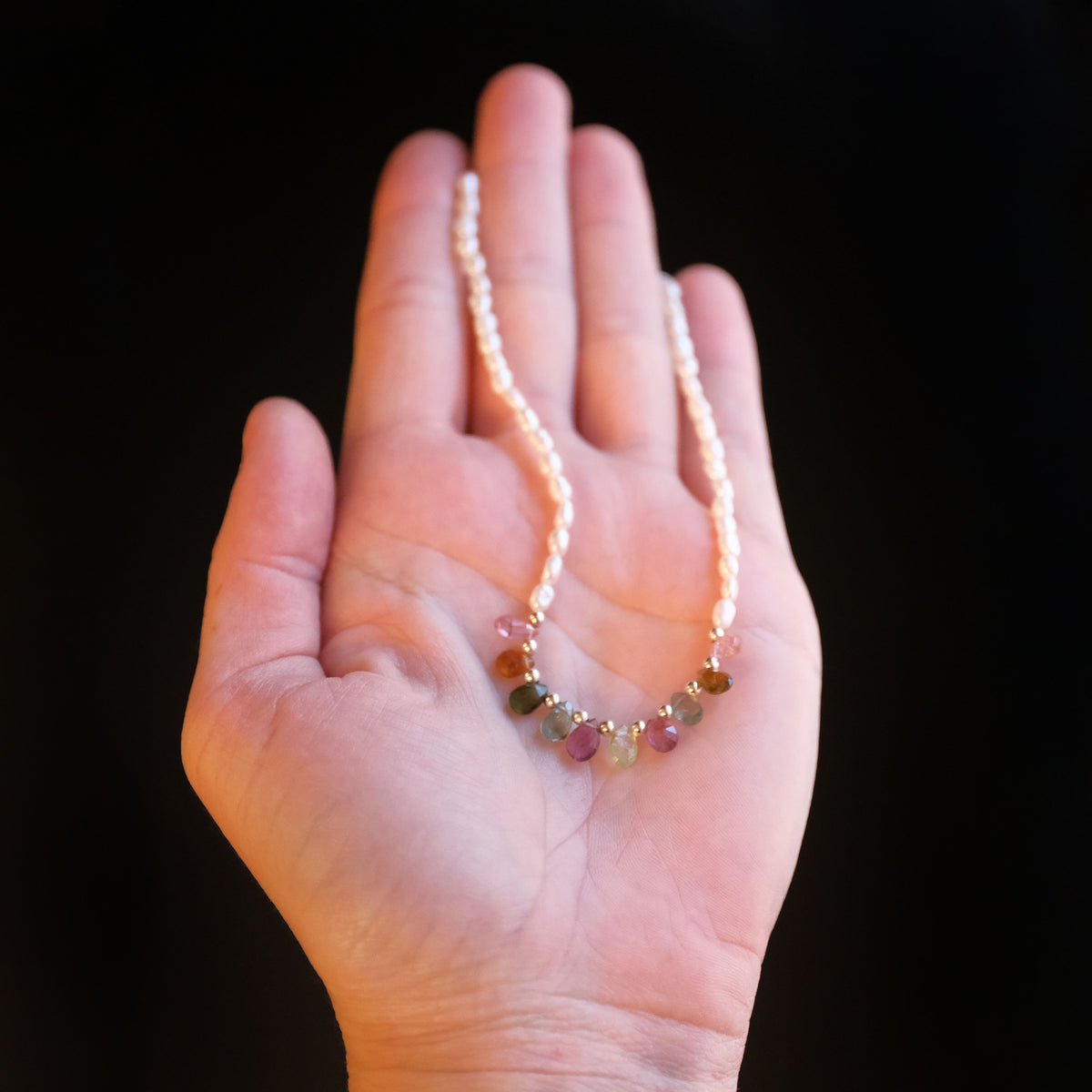 Tourmaline + Freshwater Pearl Rainbow Necklace - One of a Kind