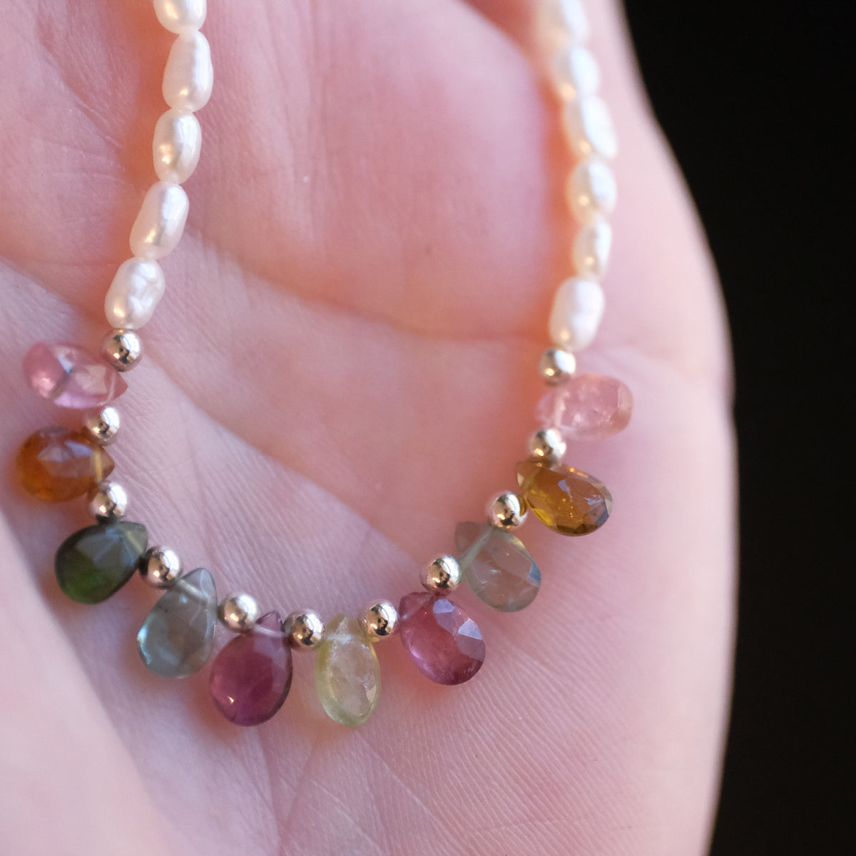 Tourmaline + Freshwater Pearl Rainbow Necklace - One of a Kind