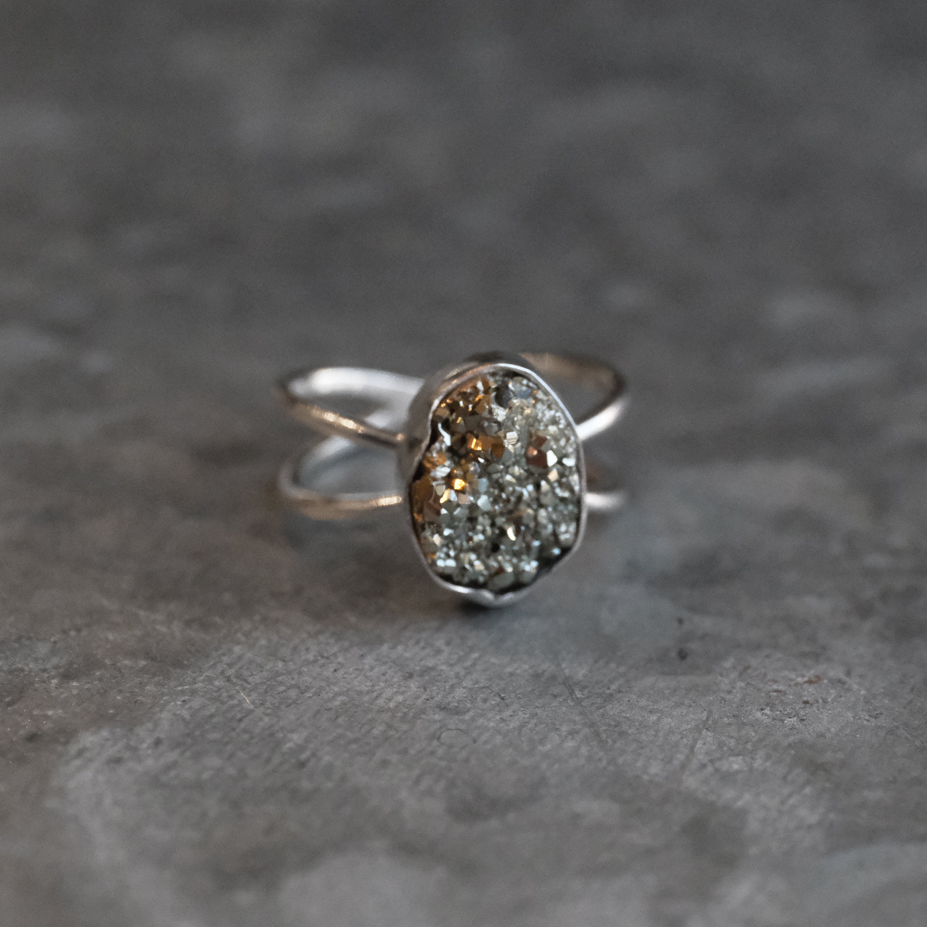 Pyrite Atom Ring (Size 8) - One of a Kind