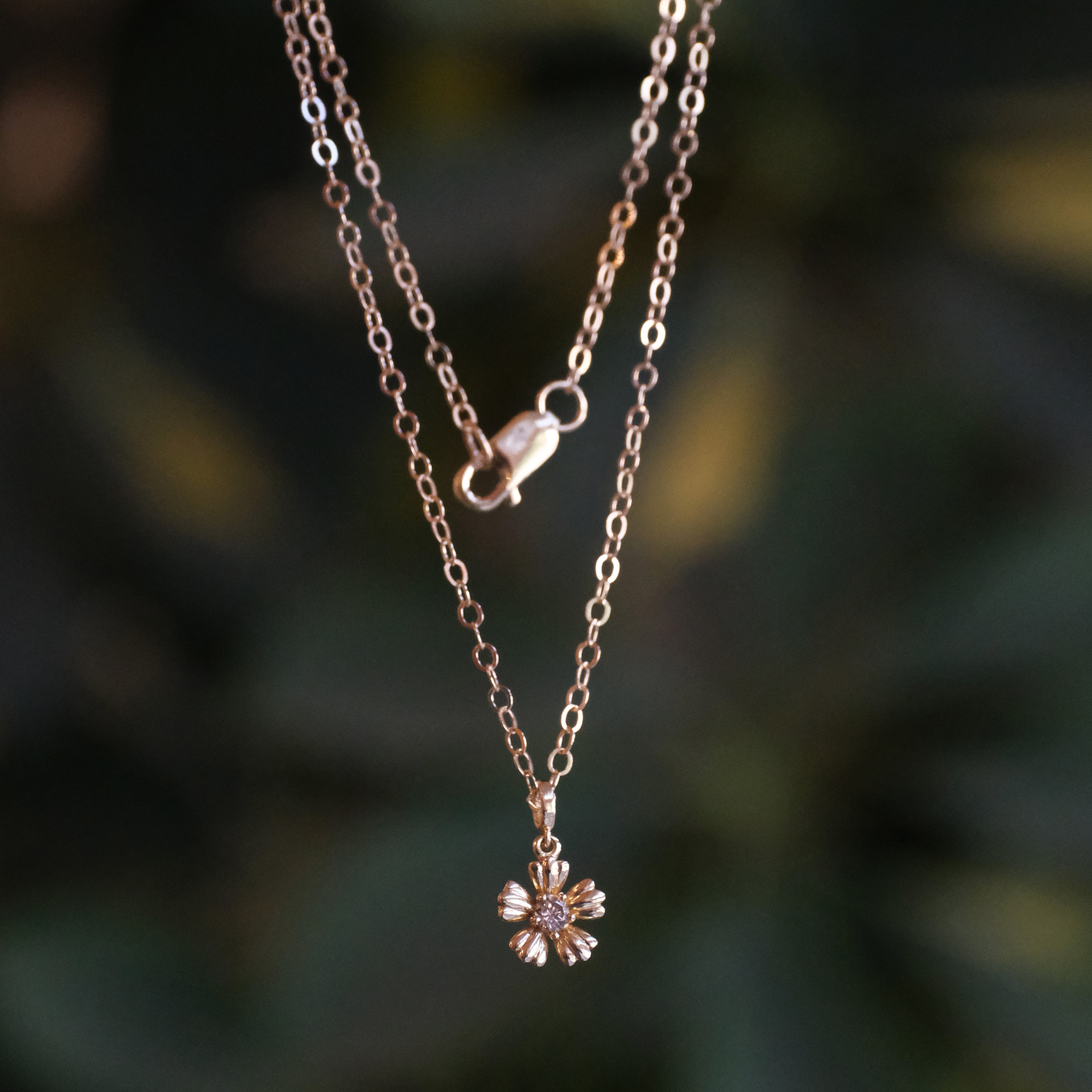 14k + Natural Diamond Cherry Blossom Necklace