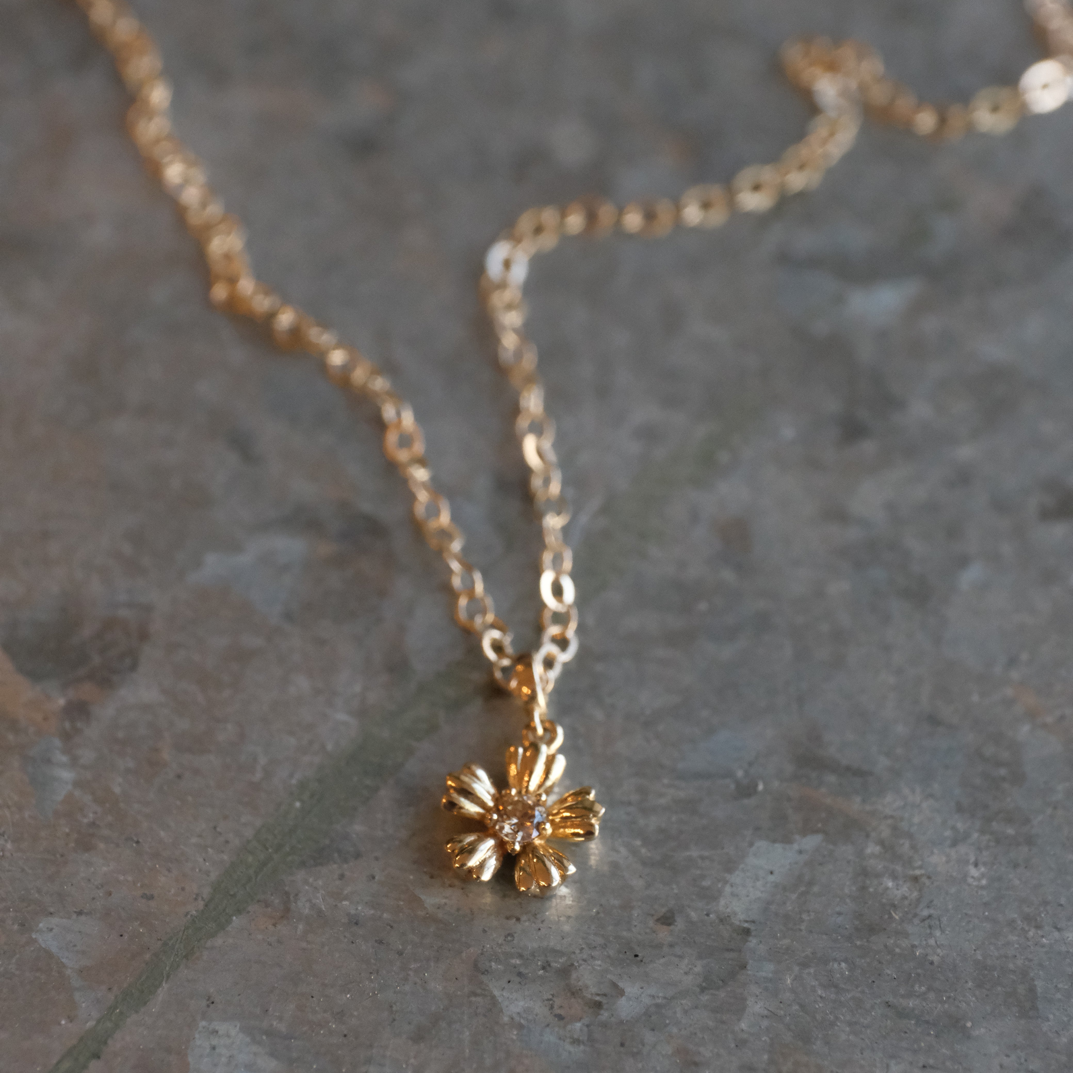 14k + Natural Diamond Cherry Blossom Necklace