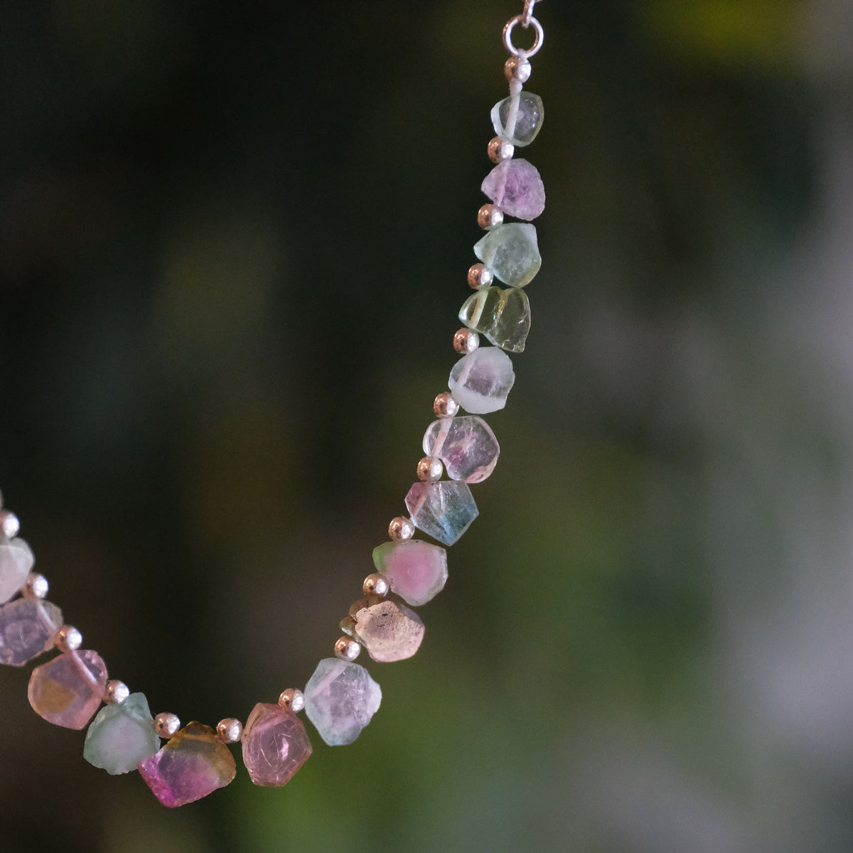 Raw Tourmaline Slice Pennant Necklace