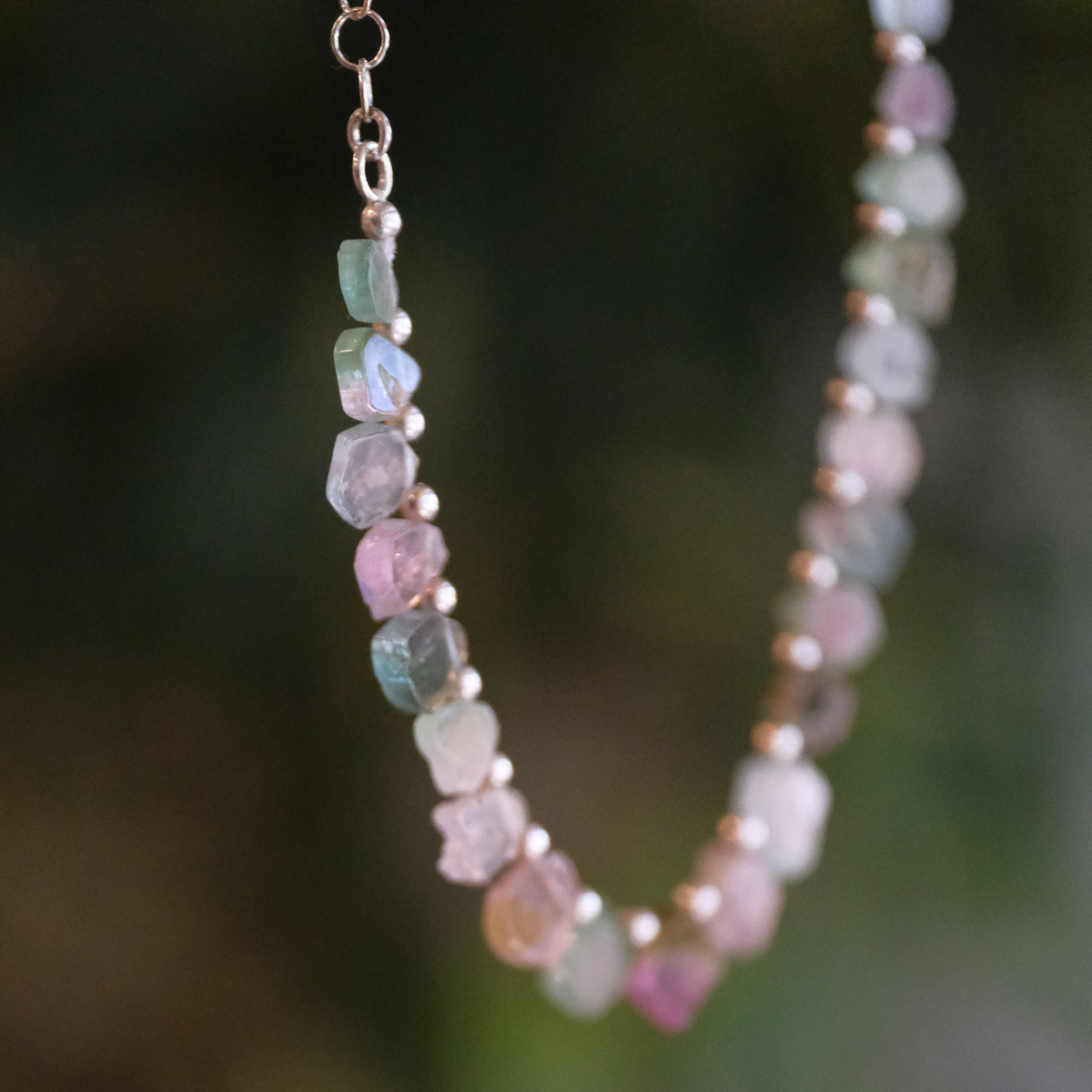 Raw Tourmaline Slice Pennant Necklace
